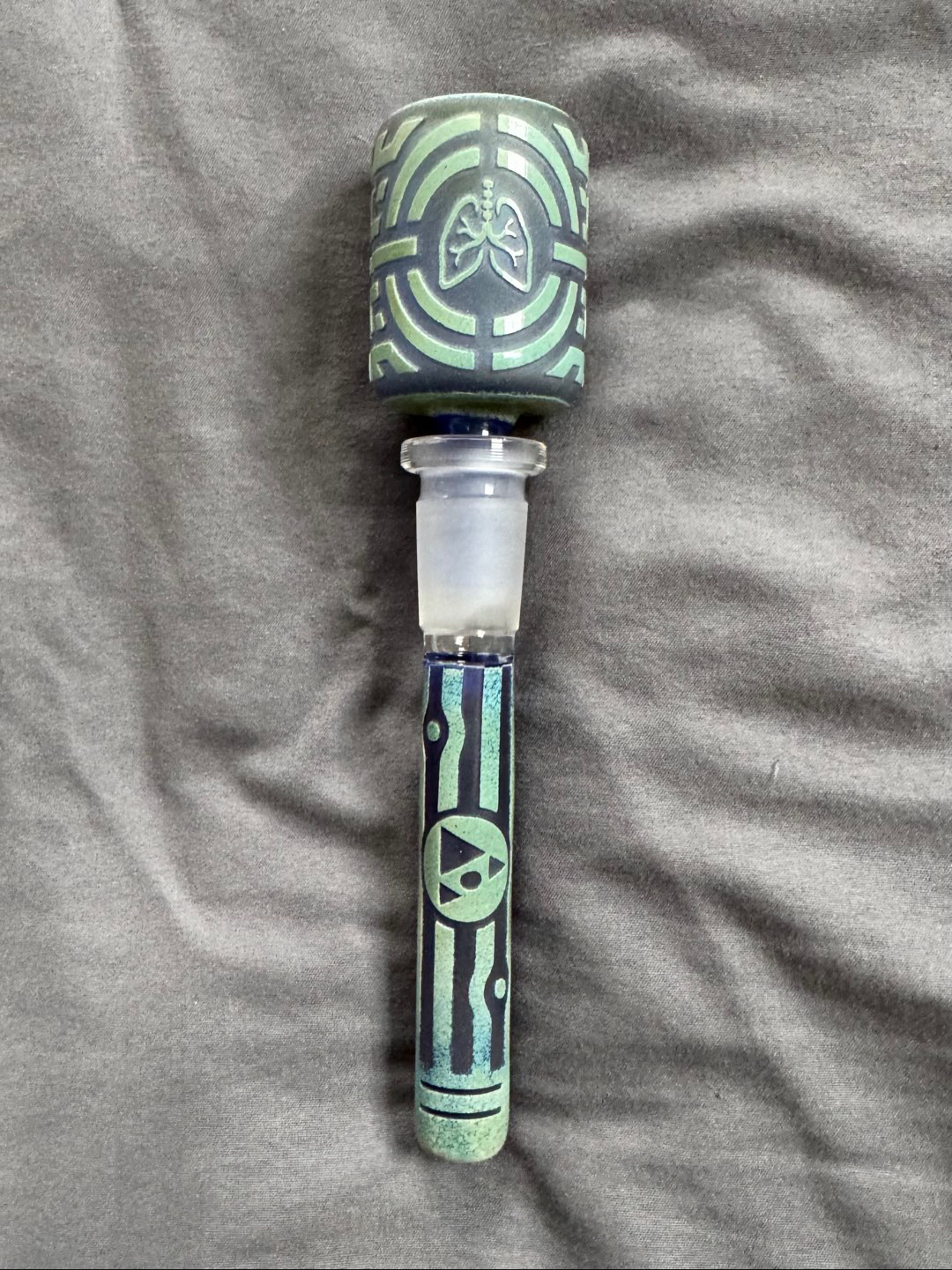 COMBO 🔥MILKY WAY GLASS 🔥STEM SET / MATCHING LONG BOWL DEEP ETCHED AND BLASTED !! image 0