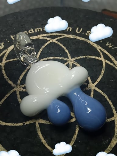 Preview pic of Heady Glass ☁️Cloud☁️ Pendant W/Rain💧Drops