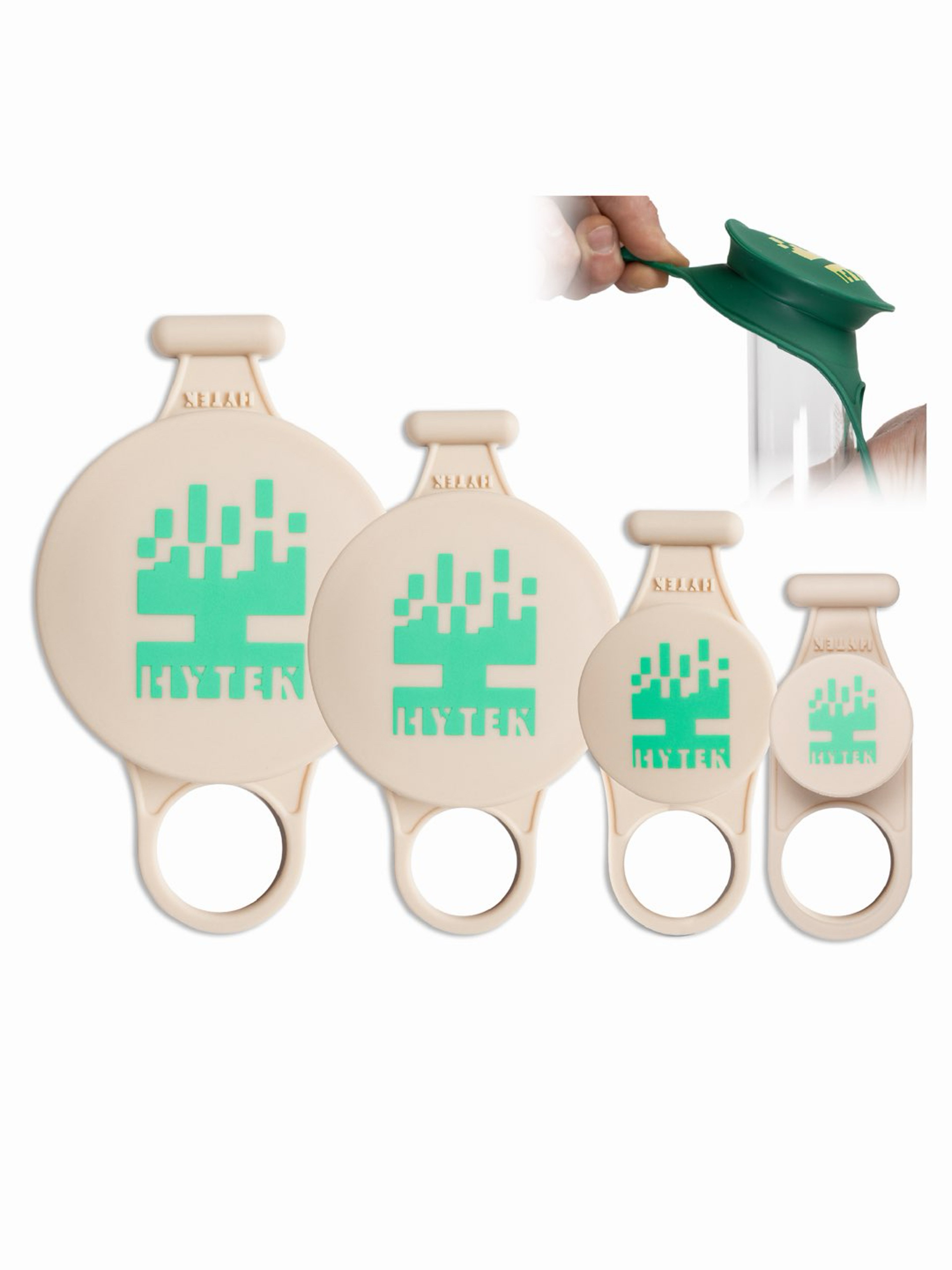 Bong and Rig Cleaning Caps by HYTEK (PATENTED)- Includes 4 Caps - Beige/Tan image 0