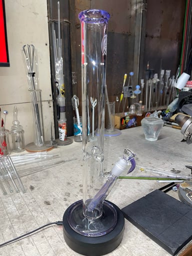 Preview pic of 16”x44mm, purple lollipop accents, phantom purple steam, gridded steam and 14mm 2 holes slide