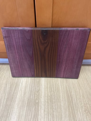 Preview pic of Handmade Purpleheart & Walnut Exotic Hardwood Rolling Tray – Premium Artisan Wood (14.5” x 10.5”)
