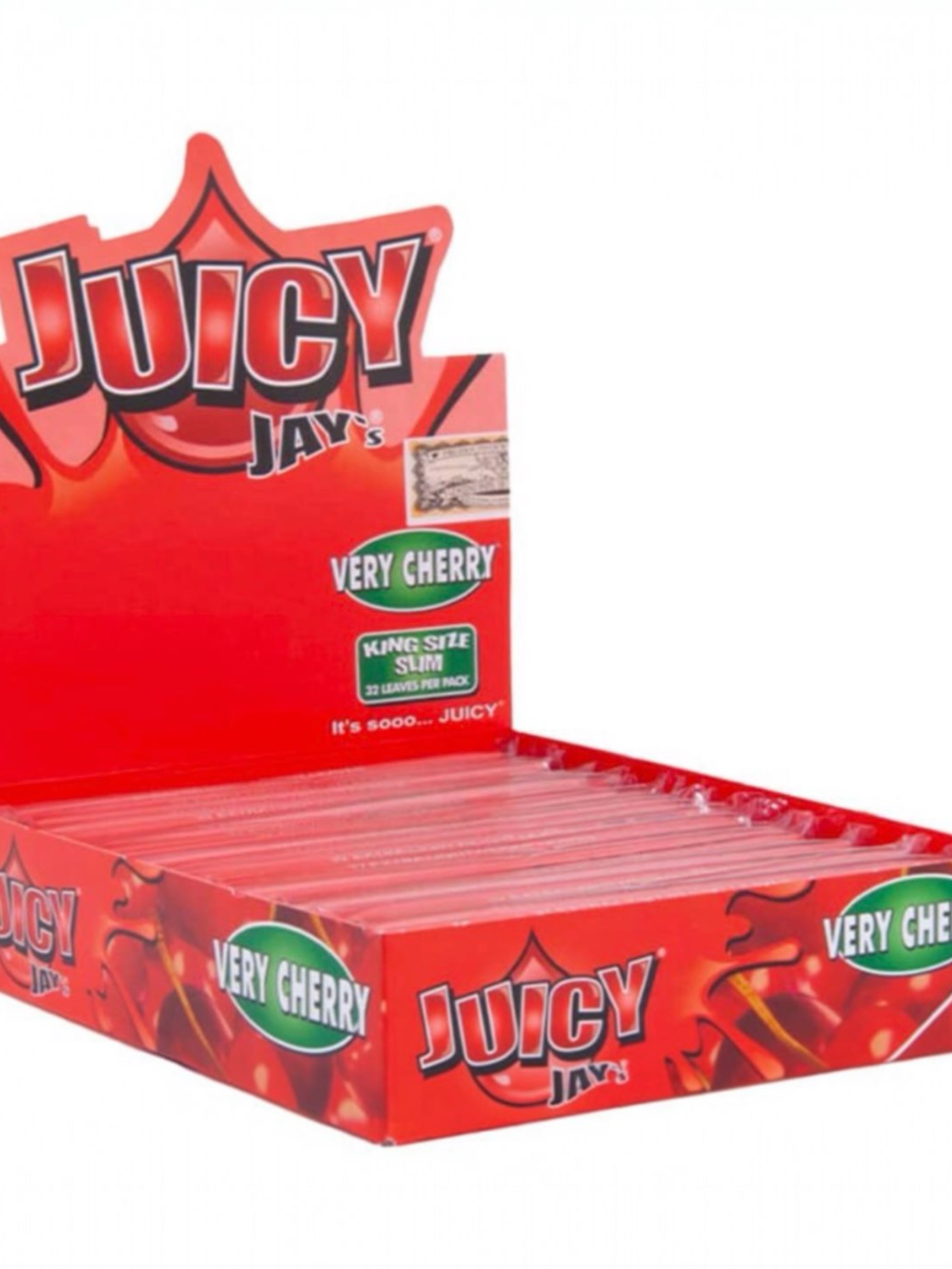 Preview pic of Juicy Jay’s Very Cherry King Size Slim Rolling Papers – 7 Booklets Pack | Cherry Flavored Papers
