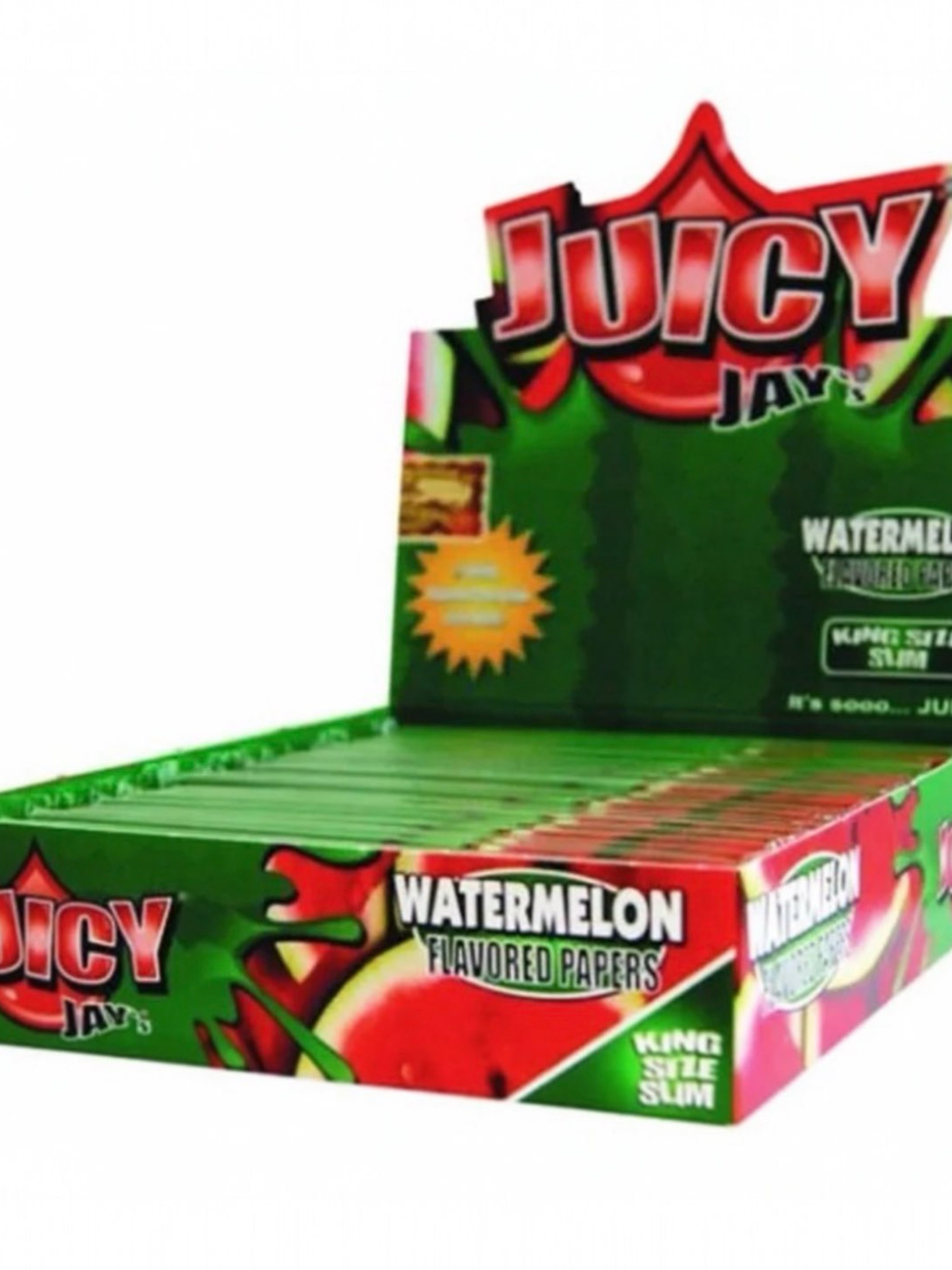 Preview pic of Juicy Jay’s Watermelon King Size Slim Rolling Papers – 7 Booklets Pack | Watermelon Flavored Papers