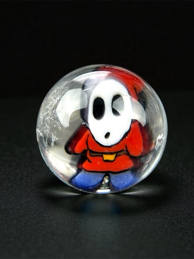 Preview pic of Steven H Glass – Shy Guy (Super Mario) Millie Valve Marble (12–13mm)