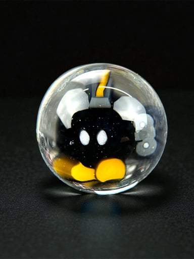 Preview pic of Steven H Glass – Bob-Omb (Super Mario) Millie Valve Marble (12–13mm)