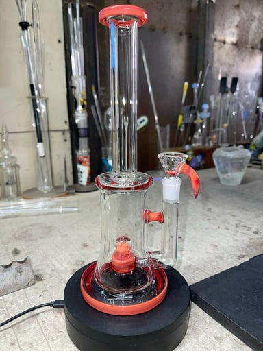 Preview pic of 11” tall 14mm 2 holes slide, tequila sunrise color