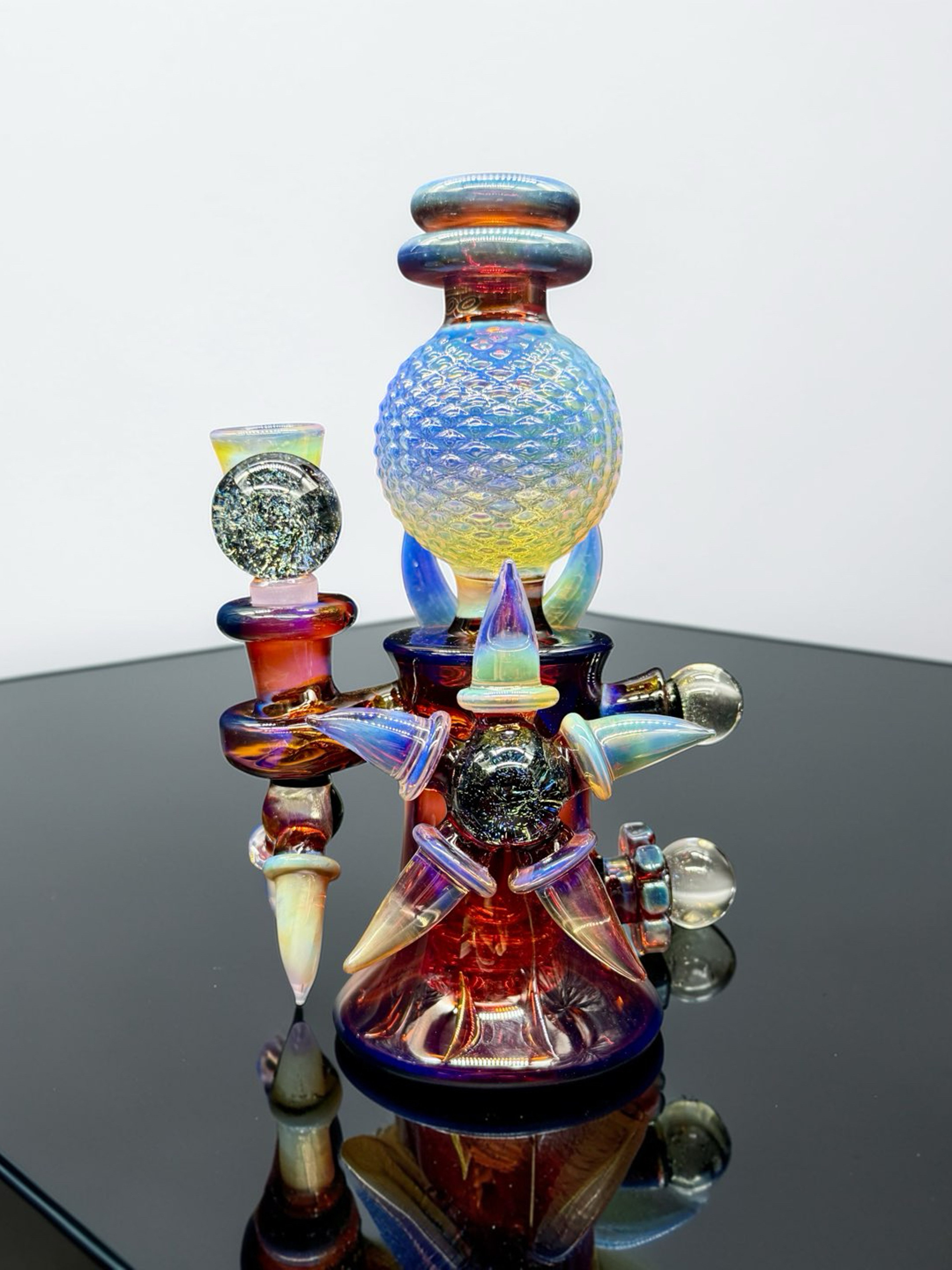 Preview pic of Unique Amber Heady Glass Water Pipe – Model 23S-122 (8”)
