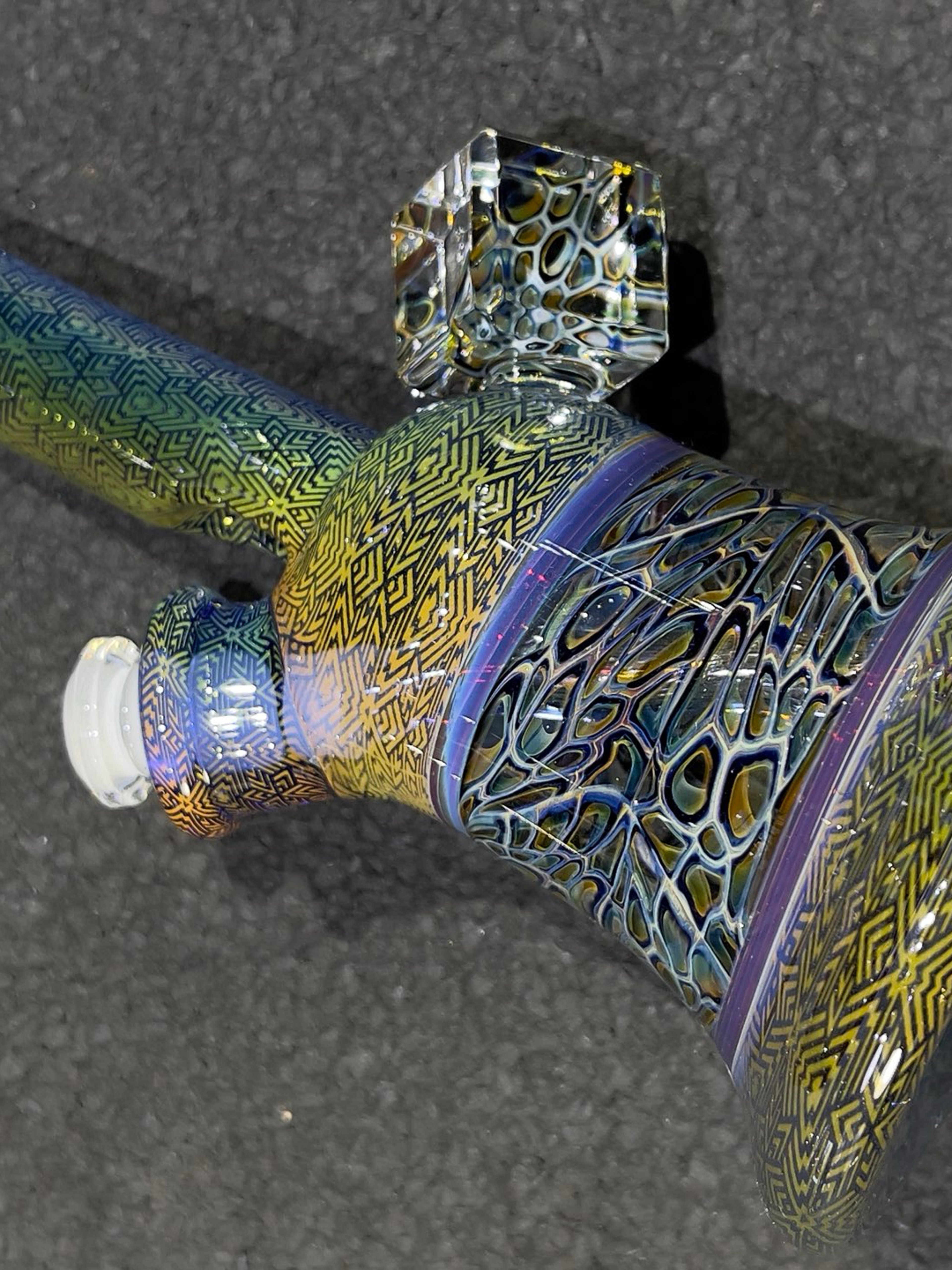 Hefe Fumed Etched Tube with Faceted Murrine MIB image 0