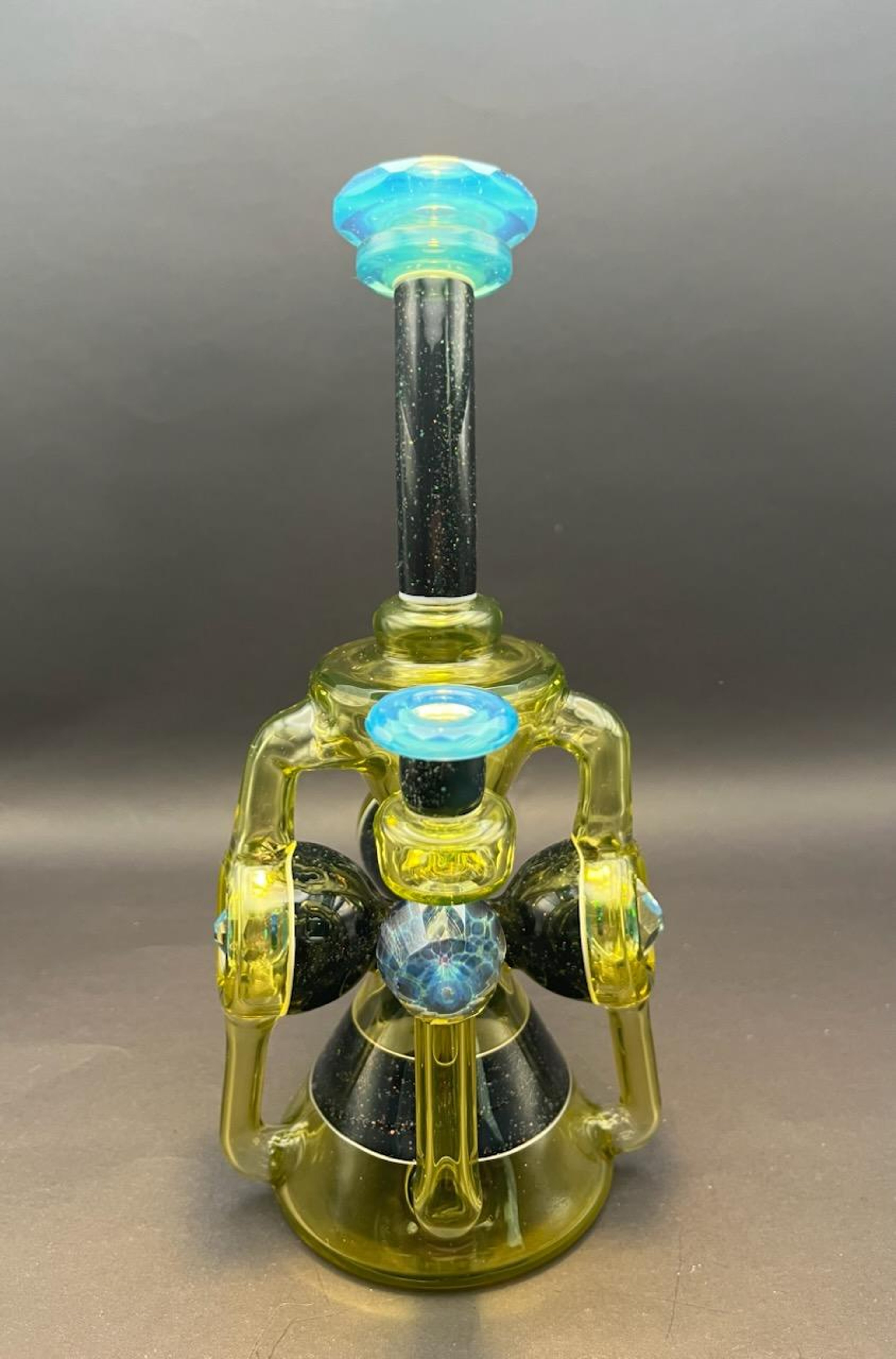 ID Glass Faceted Citrine and Black Cropal Troika image 0