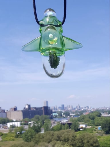 Preview pic of Gcheck  moldavite encased Cruiser Pendant