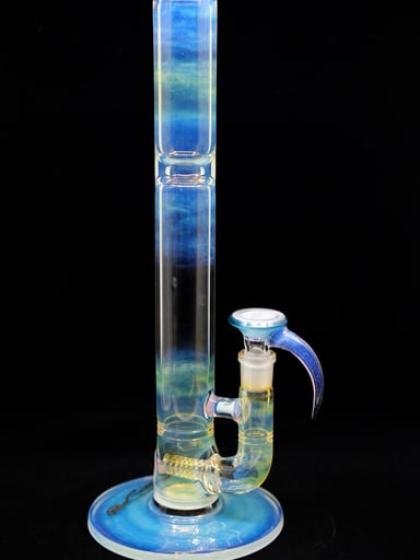Preview pic of 16.75" Fumed Stemline With Rose Quartz and Hydro Blue Accents