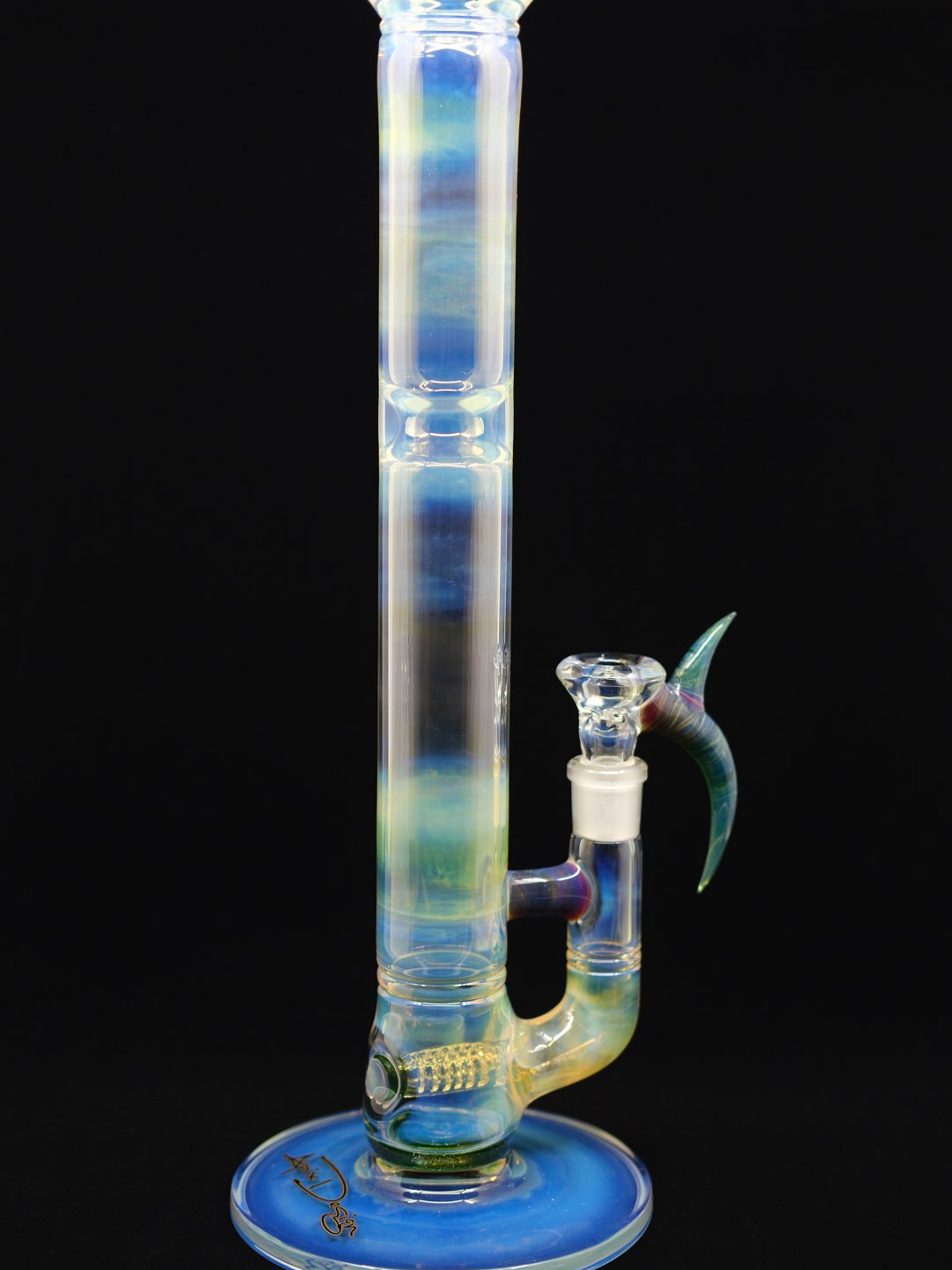 16.75" Silver Fumed Amber Purple Mixed With Green Stemline image 0