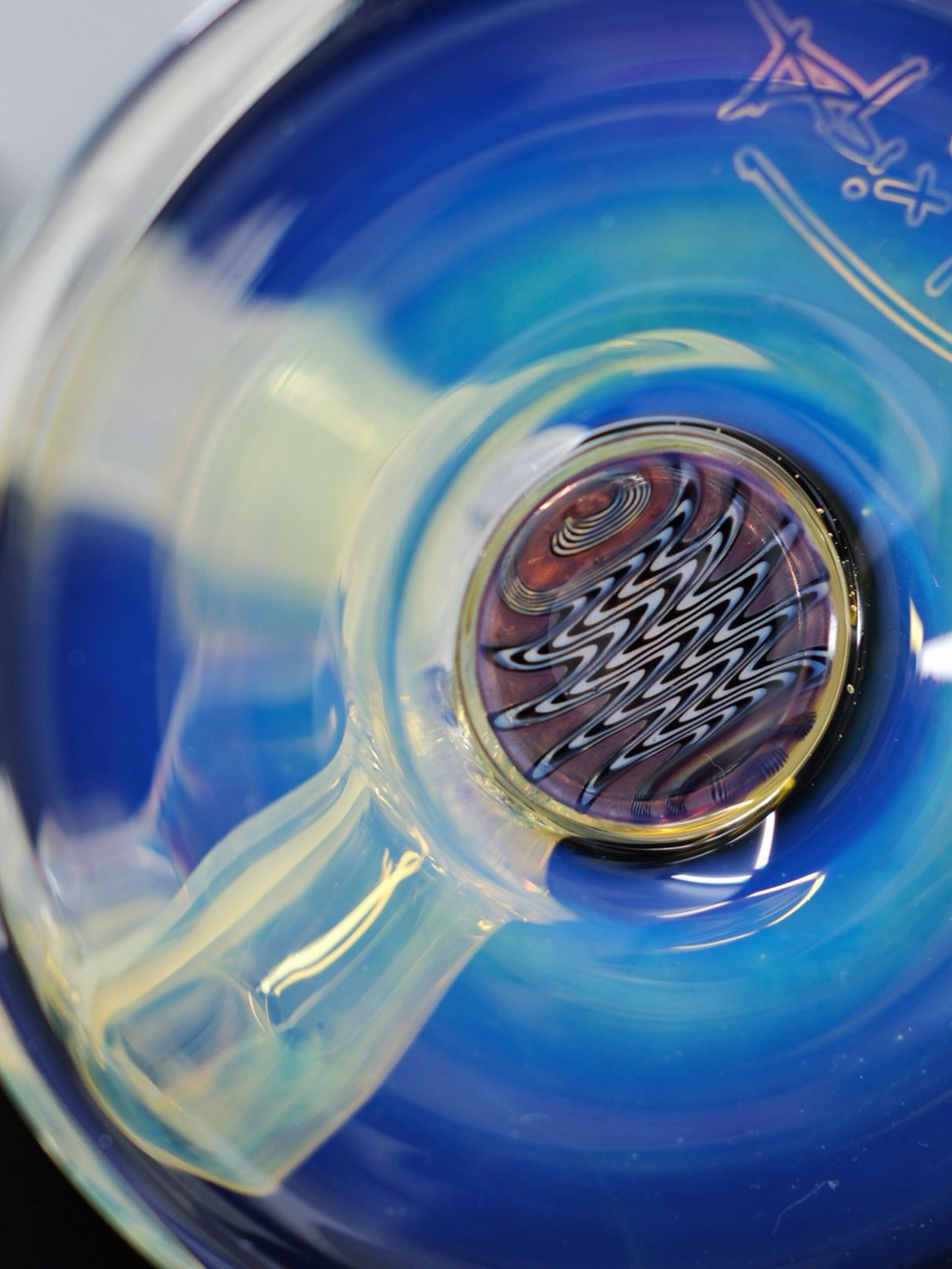 17" Stemline 45x5mm With WigWag on Base and Amber Purple Accents W/Silver Fume image 0