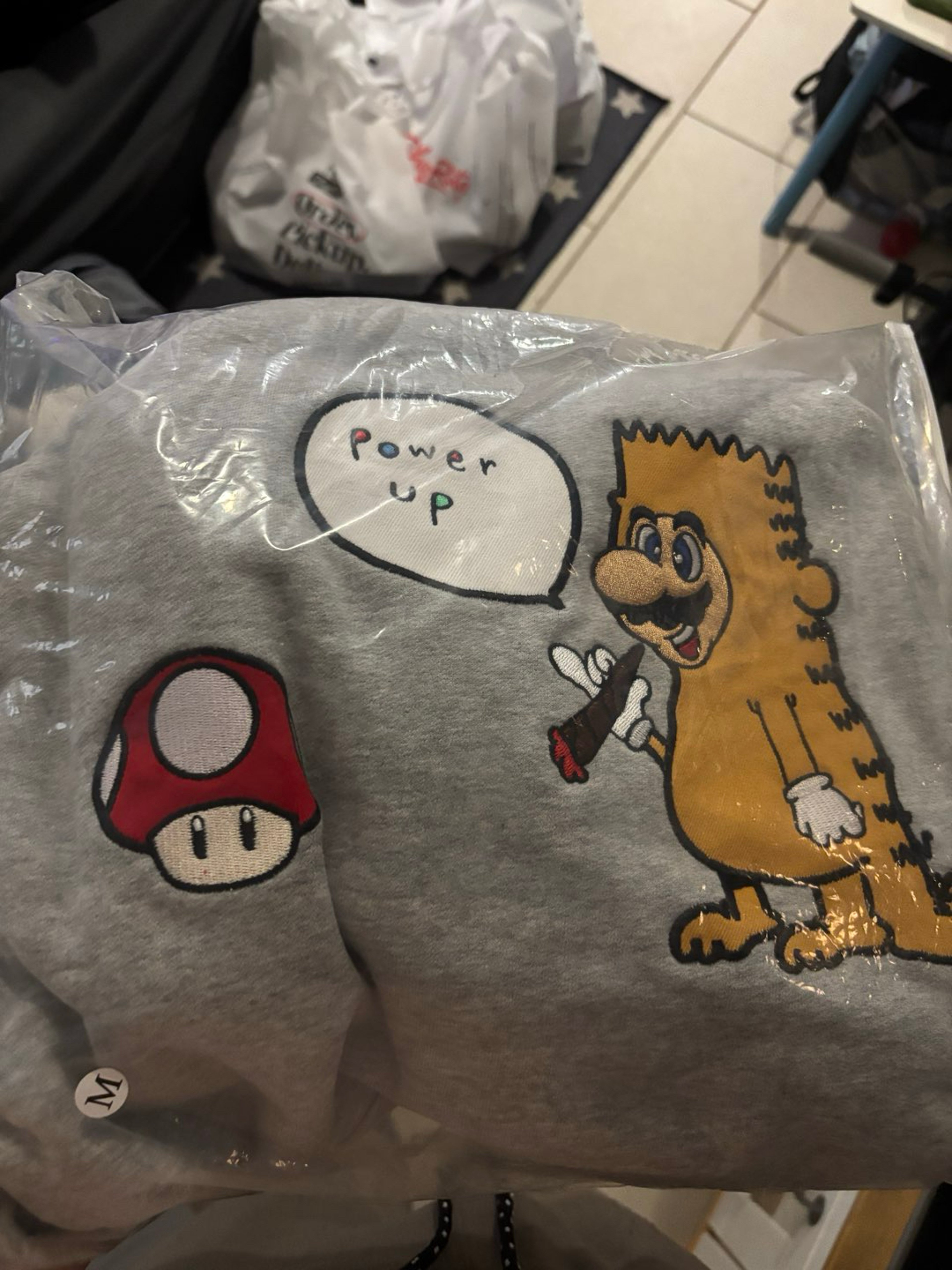 Preview pic of GZ1 Mario smoking power up hoodie