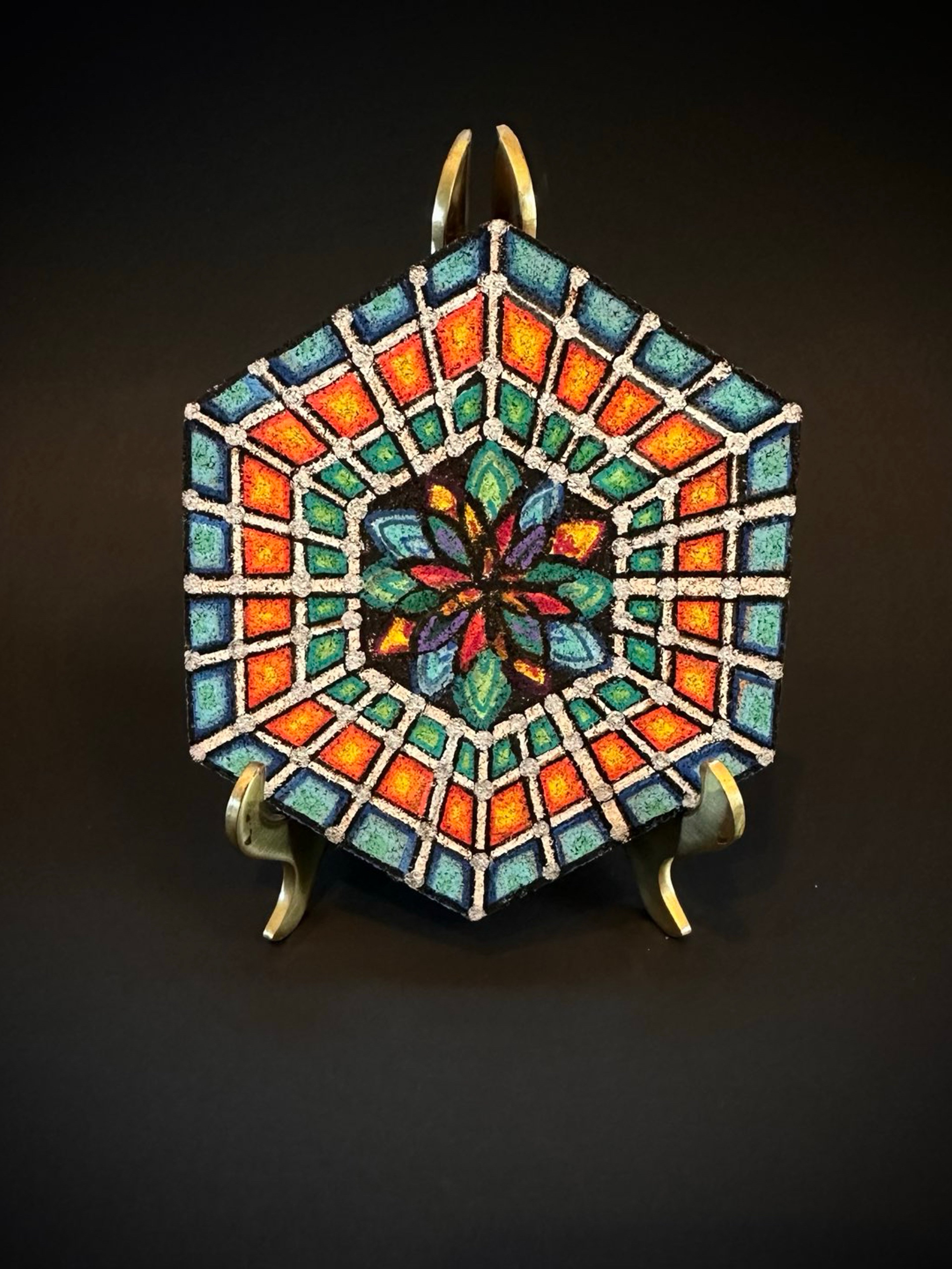 Hand Painted Cork Mandala Mood Mat image 0