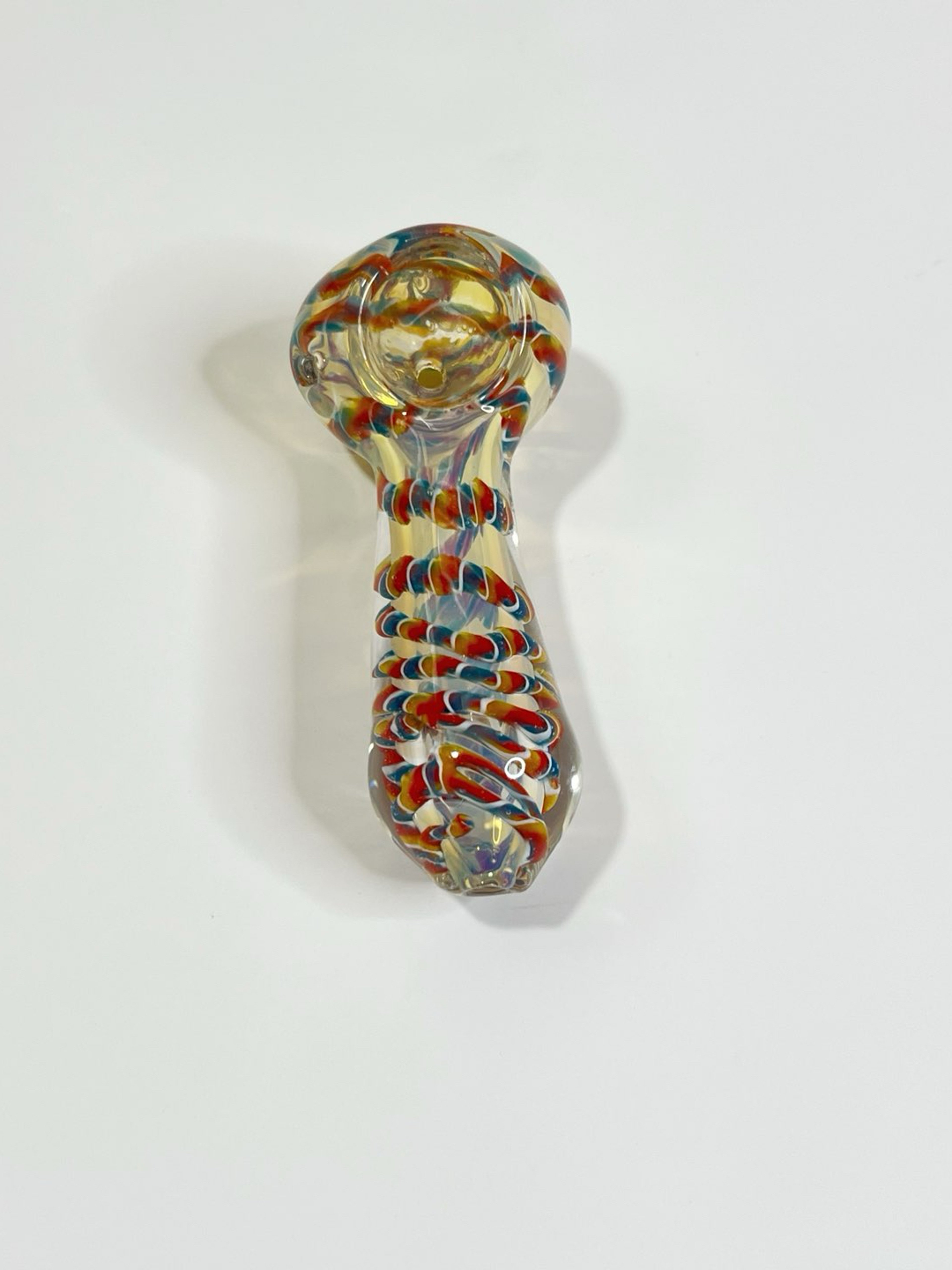 Preview pic of 3.5" Handmade Glass Tobacco Spoon Smoking Bowl Clear Snake Pattern