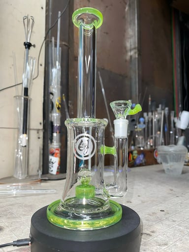 Preview pic of 10.75” tall, 14mm 2 holes slide, lime drop color