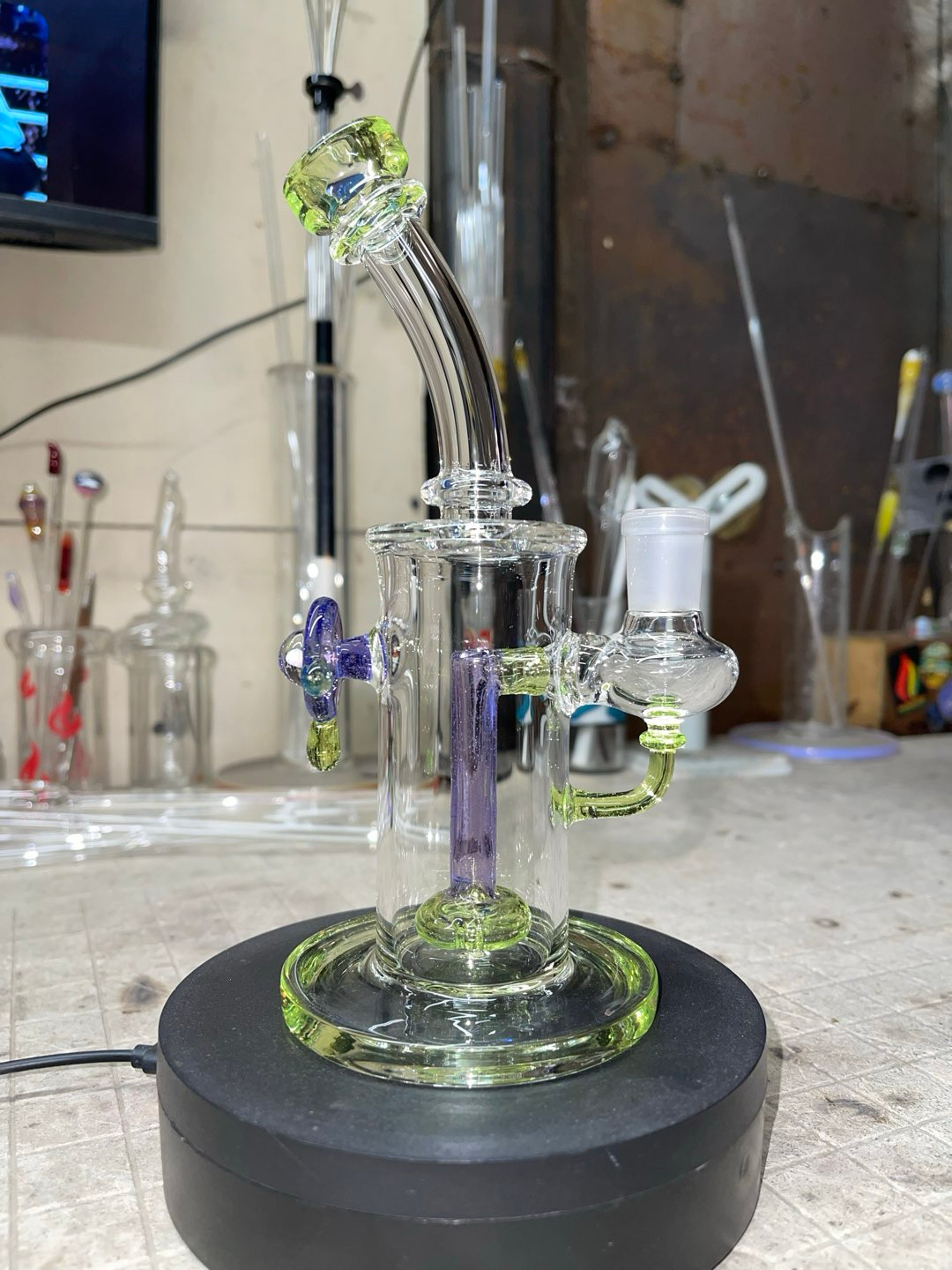 8” tall 14mm joint, slyrm and purple lollipop color image 0