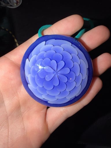 Preview pic of 2018 Kit Kanz x Sap Glass Collab Pendant – Signed – Fumed Swirl & Petal Implosion with Crushed Opal