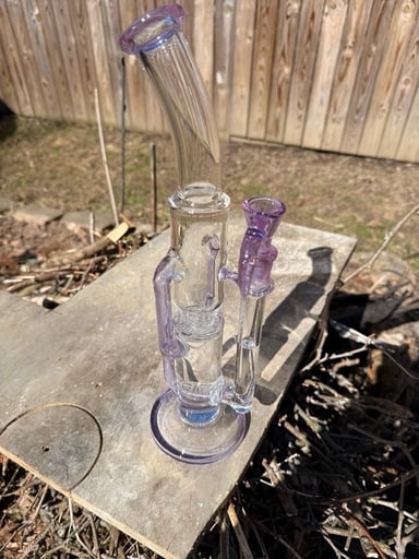 Preview pic of GREEK GLASS CRAZY CFL PURPLE RECYLCER TUBE + SLIDE