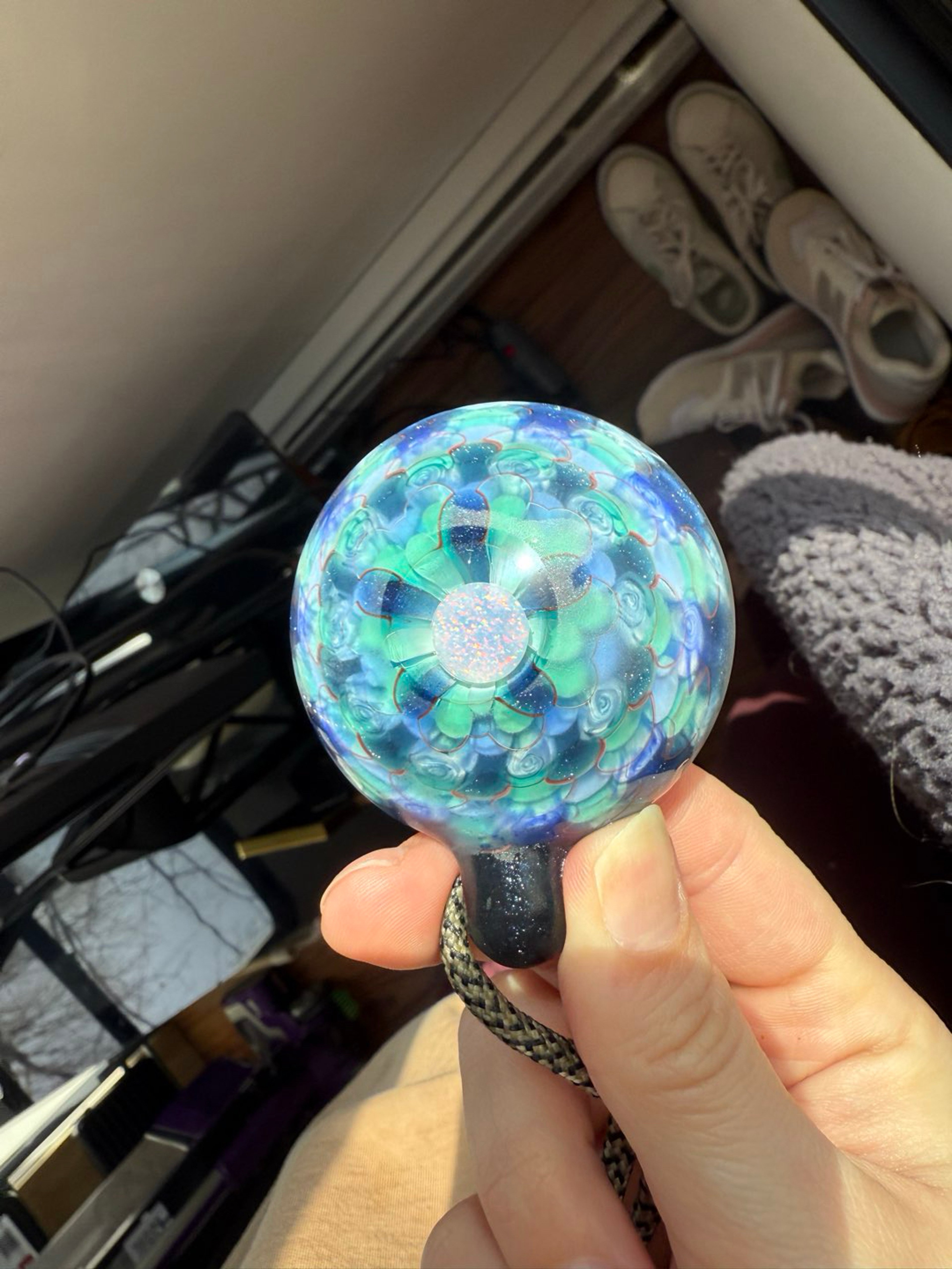 Preview pic of 2018 Sap Glass Custom Sandblasted Pendant – 1-of-1 Birthday Commission