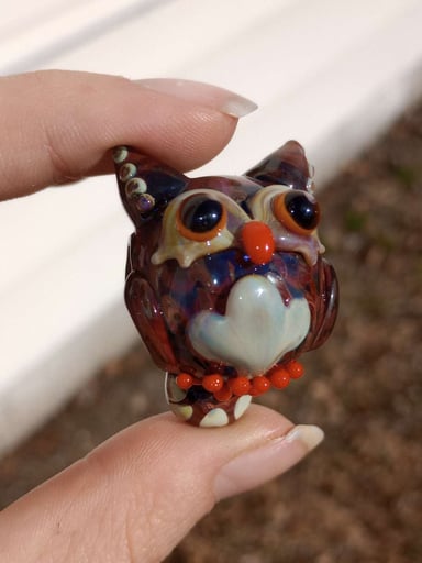 Preview pic of Chocolate+Red Exotic Owl Pendy