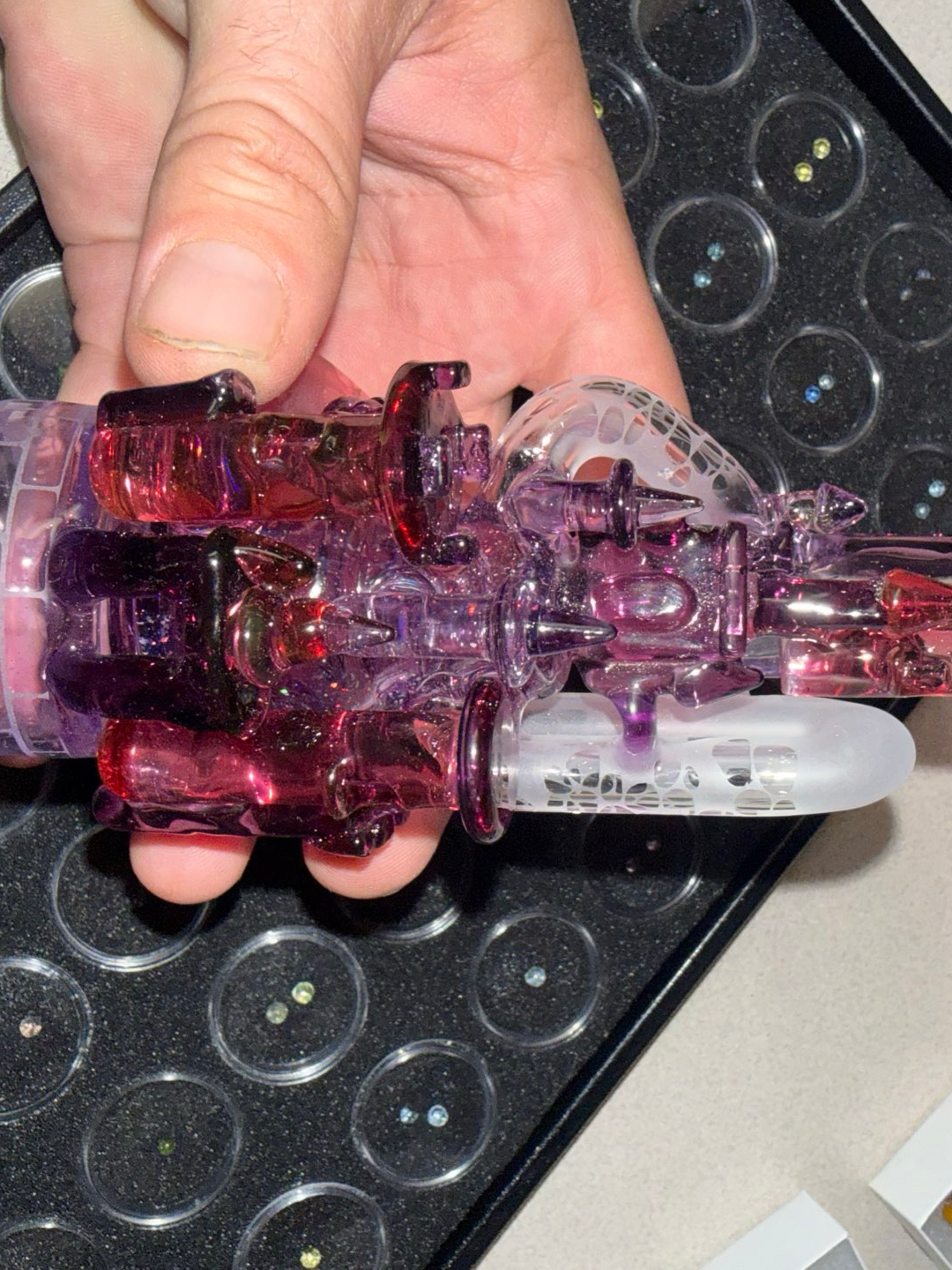 Preview pic of 👑 2026 Royal Jelly Mini Castle Wet — Fully Worked Puffco Topper