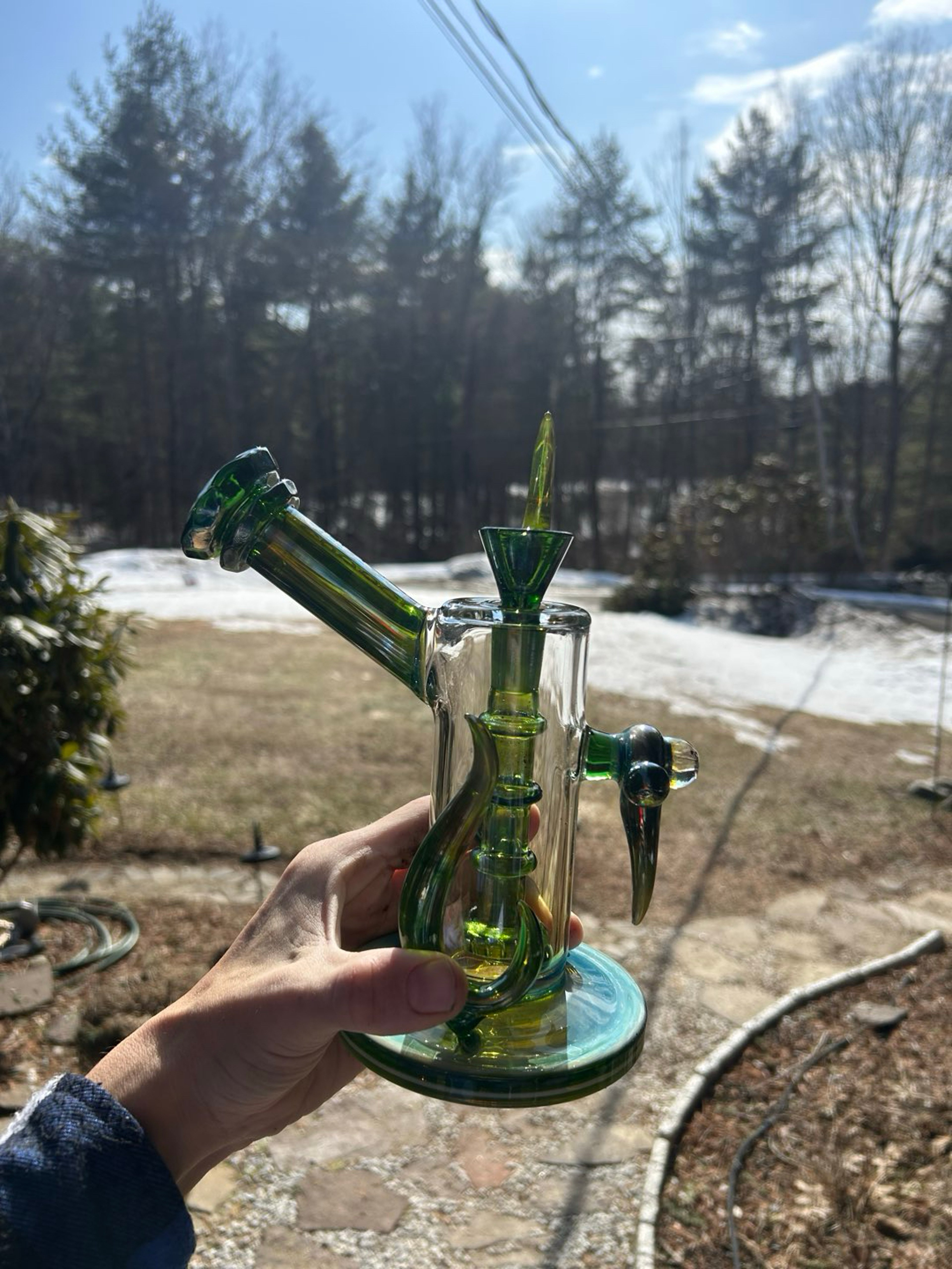 Cheech Glass Sculpted Horn Piece w/ Matching Slide – Brand New image 0