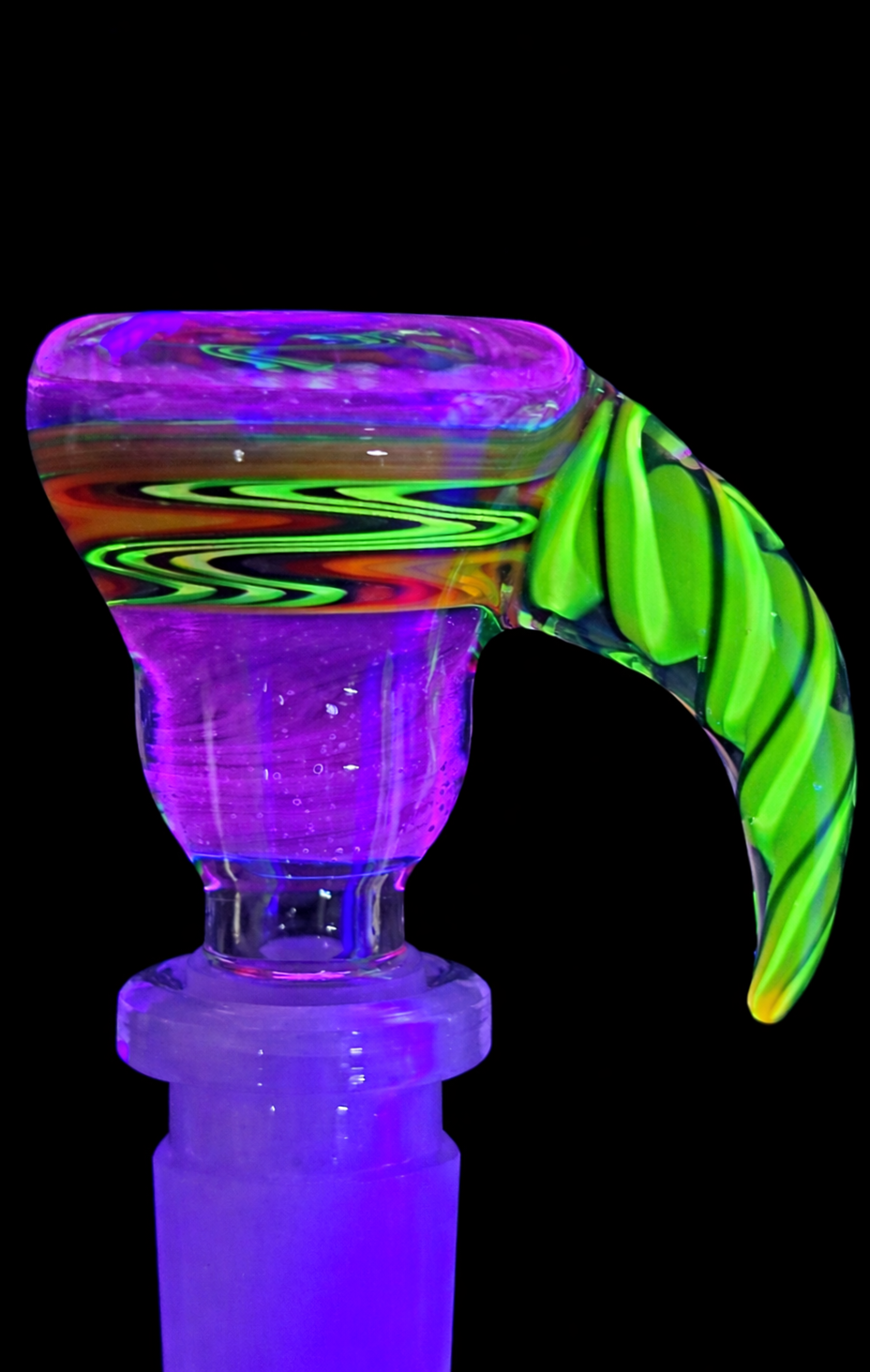 14mm UV Reactive Wig Wag Slide With Horn image 0