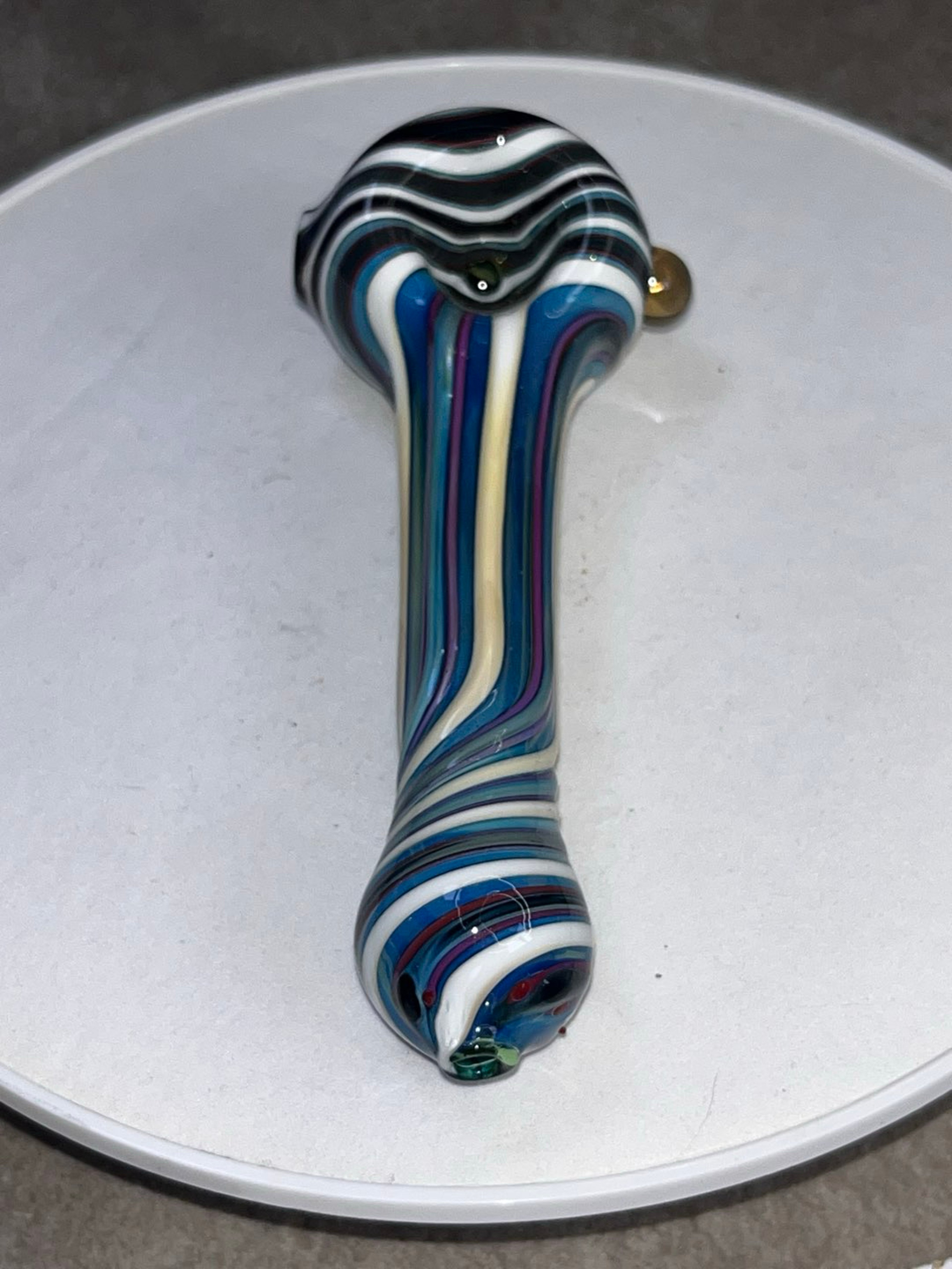 Preview pic of Textured Lined Spoon by NoBullGlassworks