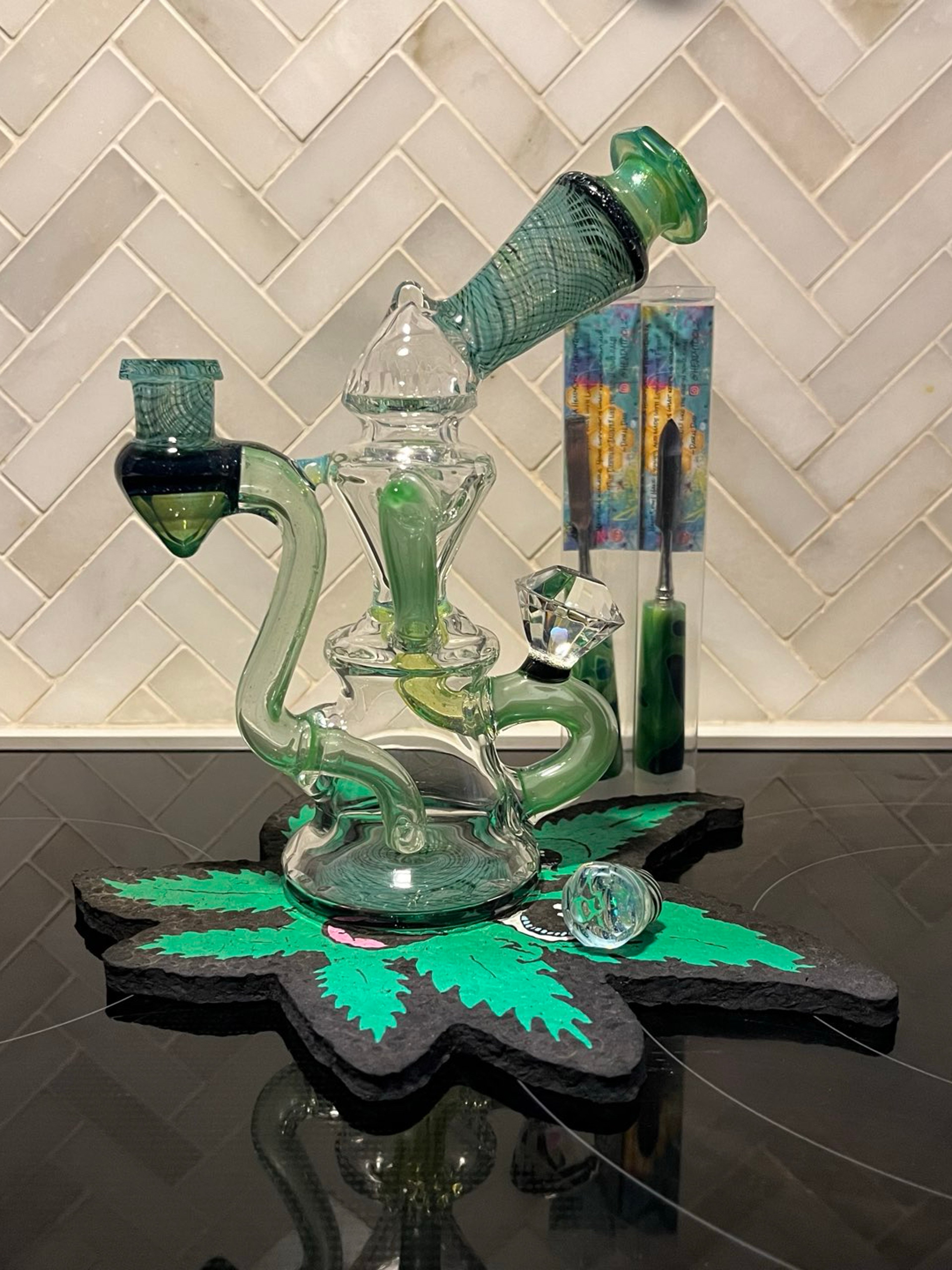 Dual Uptake Reticello Line Work Recycler Rig by Trill Glass (trillglass1022) image 0