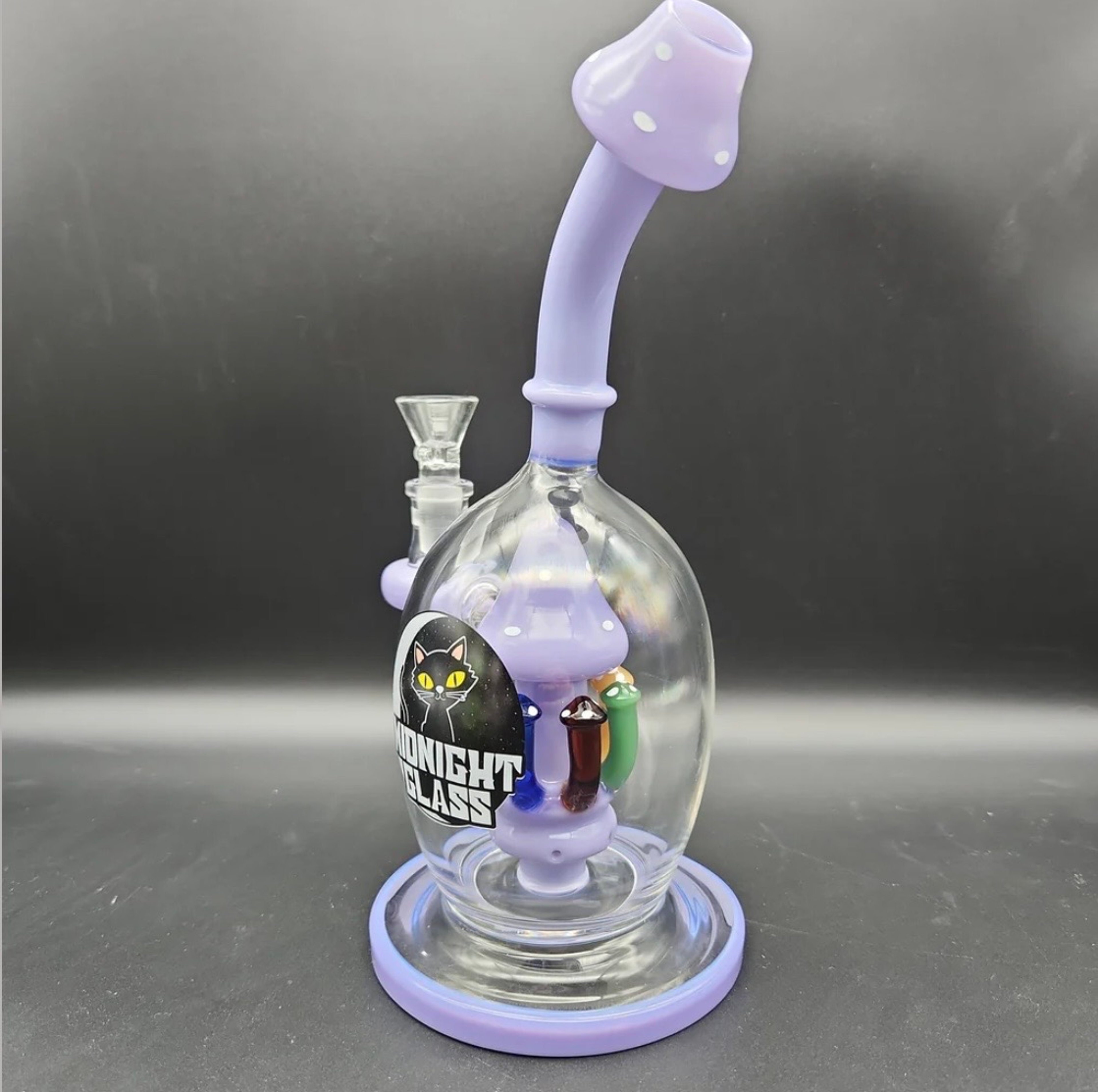 Preview pic of MIDNIGHT GLASS MUSHROOMS 9” RIG/BUBBLER