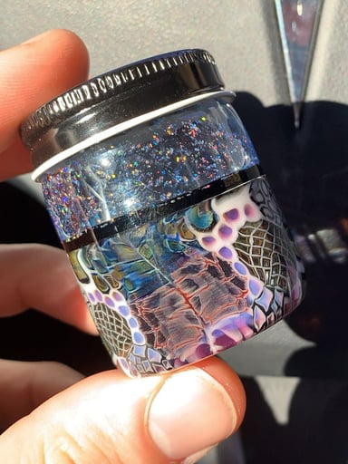 Preview pic of Hefe Glass Baller Concentrate Storage Jar Crushed Opal Millie