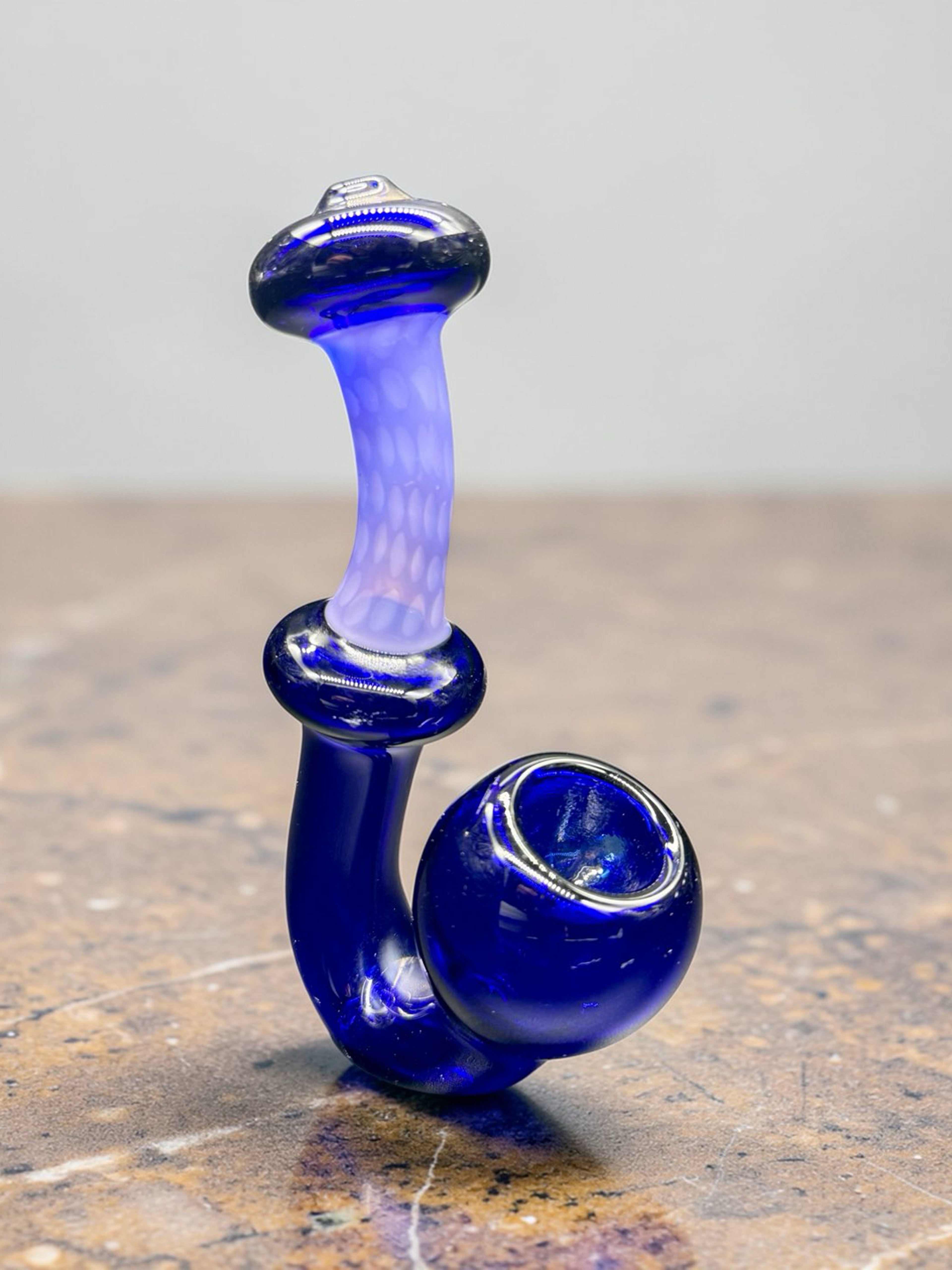 Hand-Blown Sherlock Glass Pipe – Blue & Purple Art Glass Bowl Pipe – 5”–6.5” Tobacco Pipe image 0