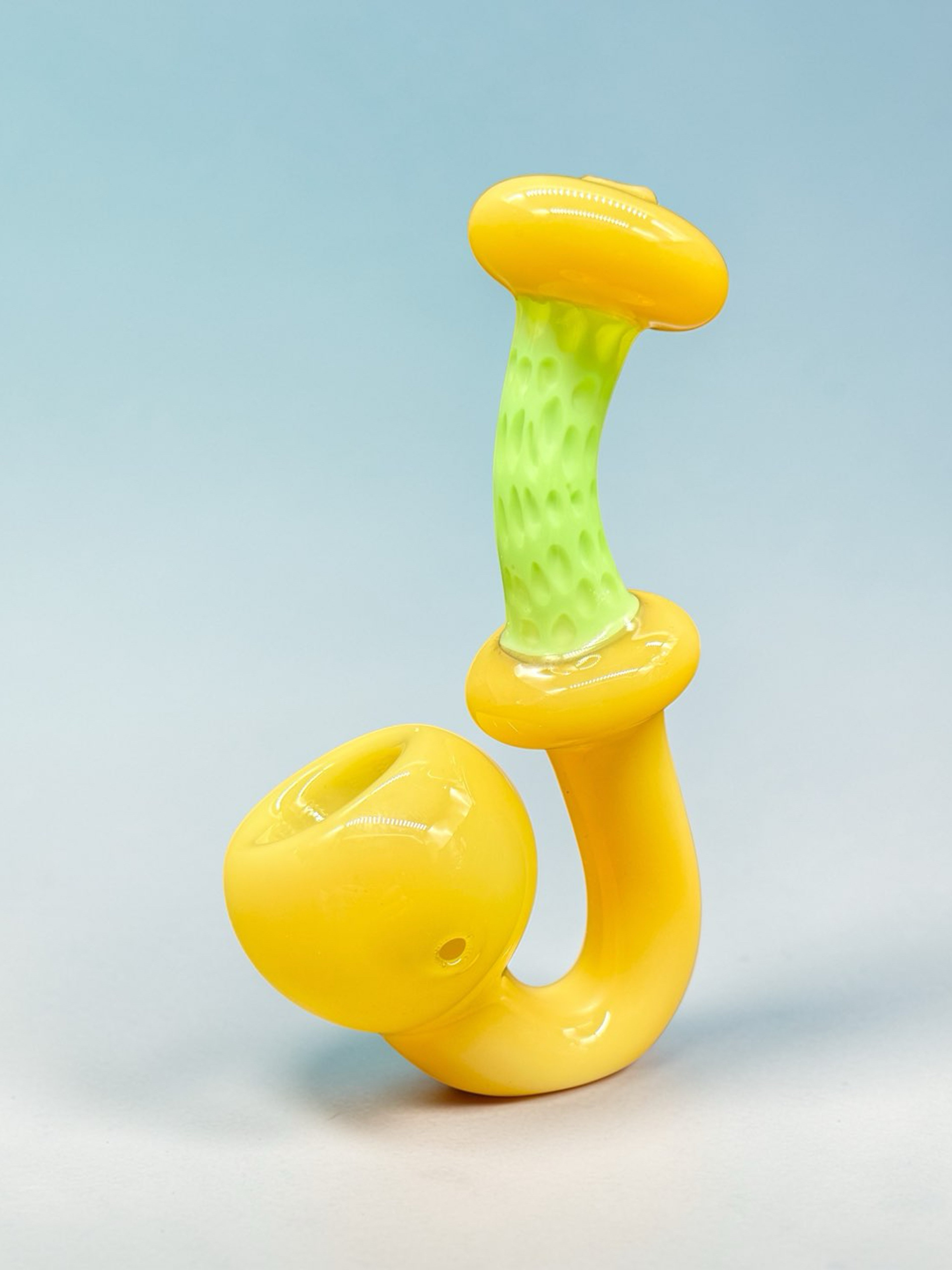 Yellow & Lime Green Sherlock Glass Pipe – Hand Blown Artistic Tobacco Pipe (Approx. 5–6.5”) image 0