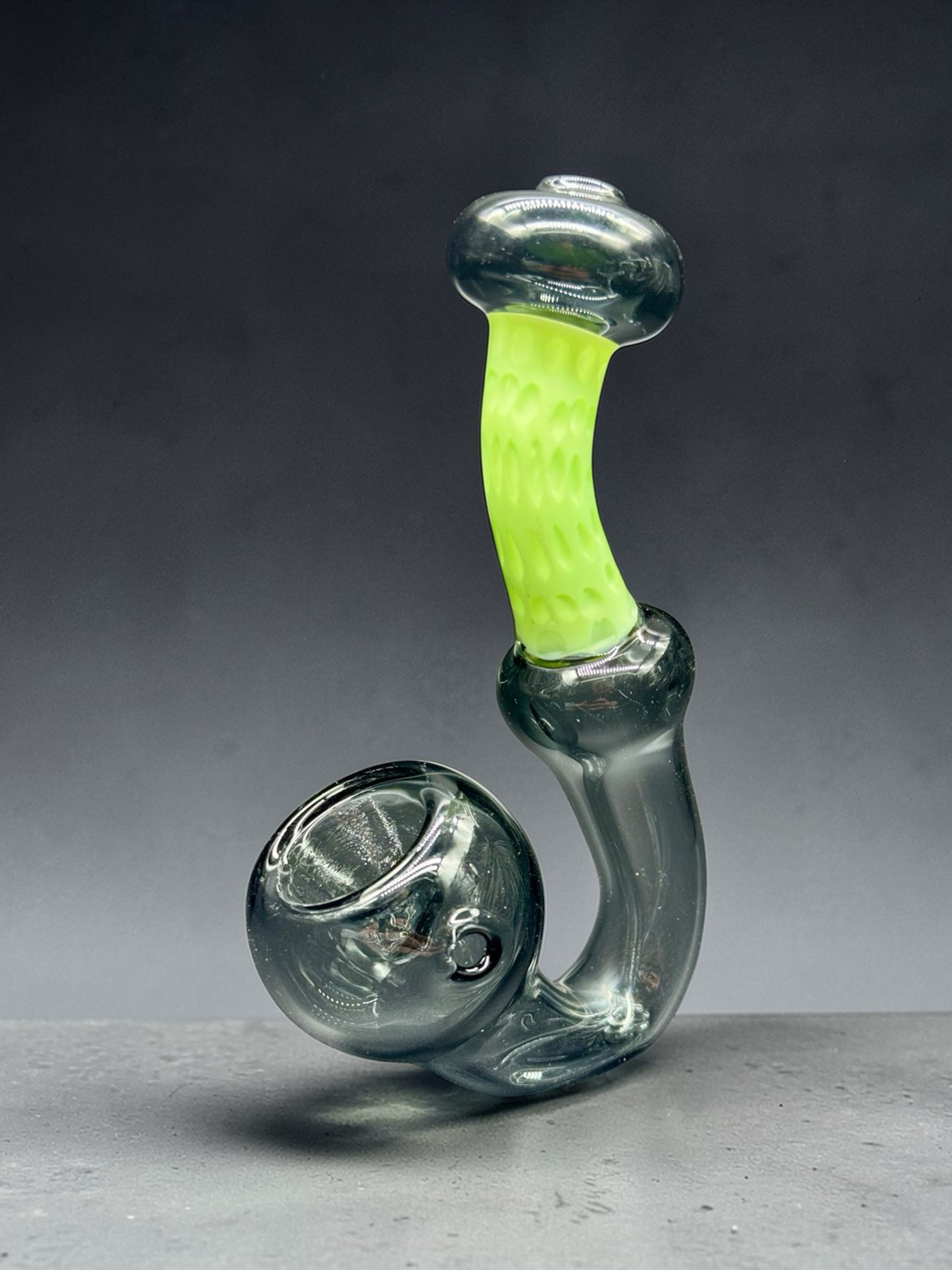 Clear & Neon Green Sherlock Glass Pipe – Hand Blown Artistic Tobacco Pipe (Approx. 5–6.5”) image 0