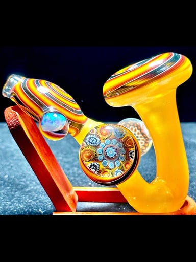 Preview pic of Future Glass Art Yellow & Fire Weiss Heady with Millie & Opal