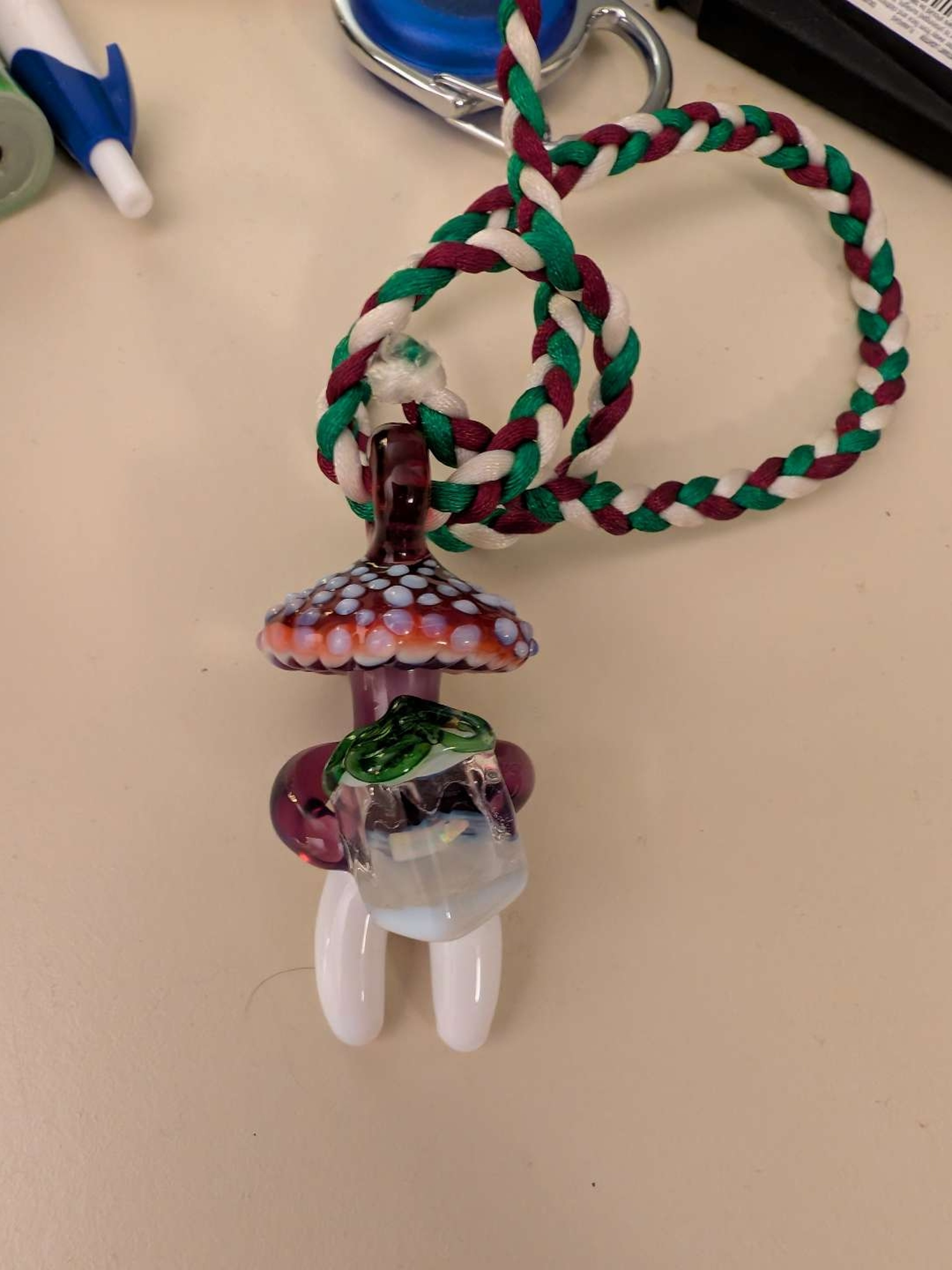 Preview pic of Fvwglass - Fritz - Christmas Present Special Mushroom Man - With Lace Necklace