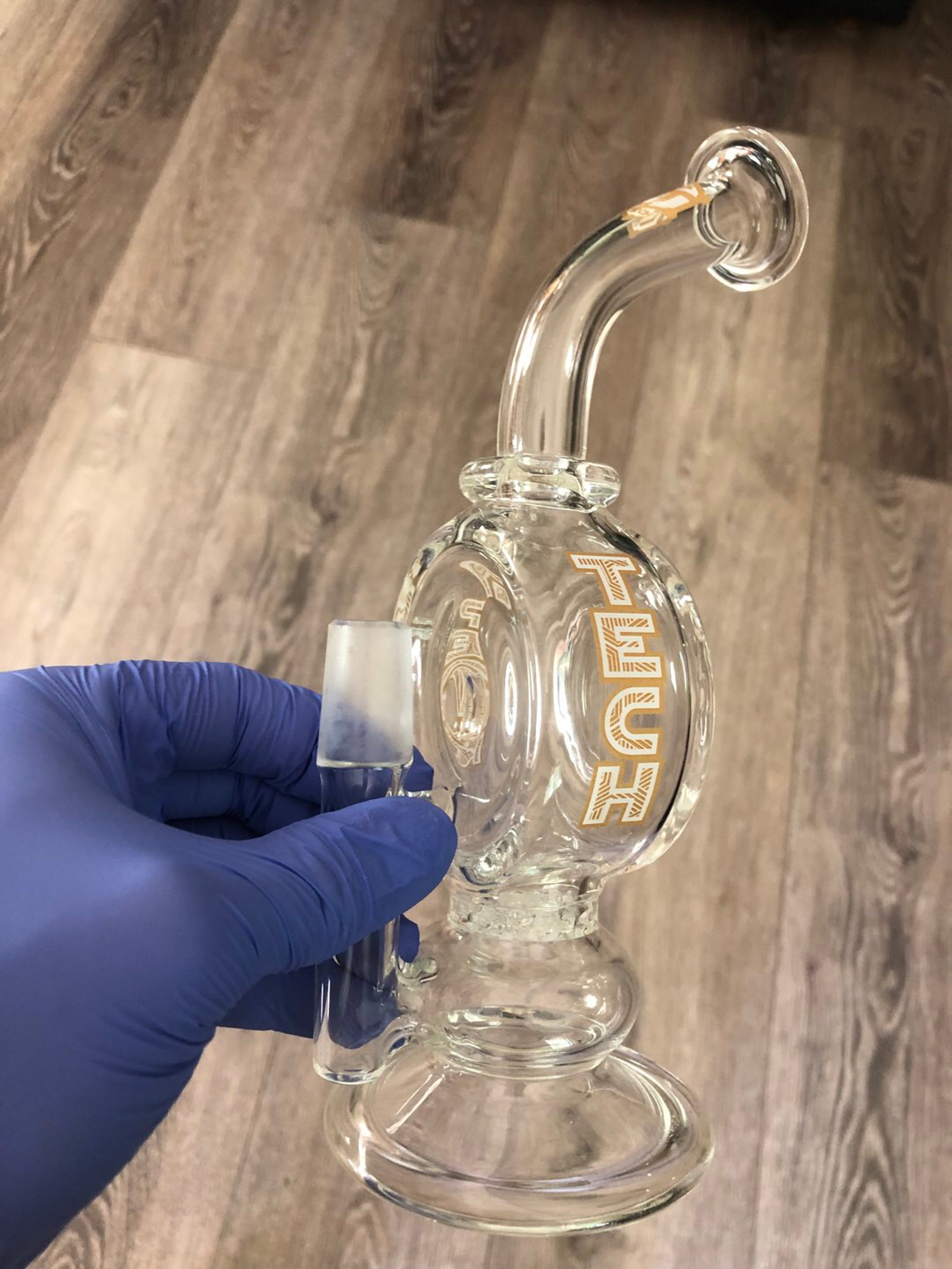 Preview pic of Perc Tech 8" Donut Rig - 18mm Female - Fritted Disc Perc - New Old Stock