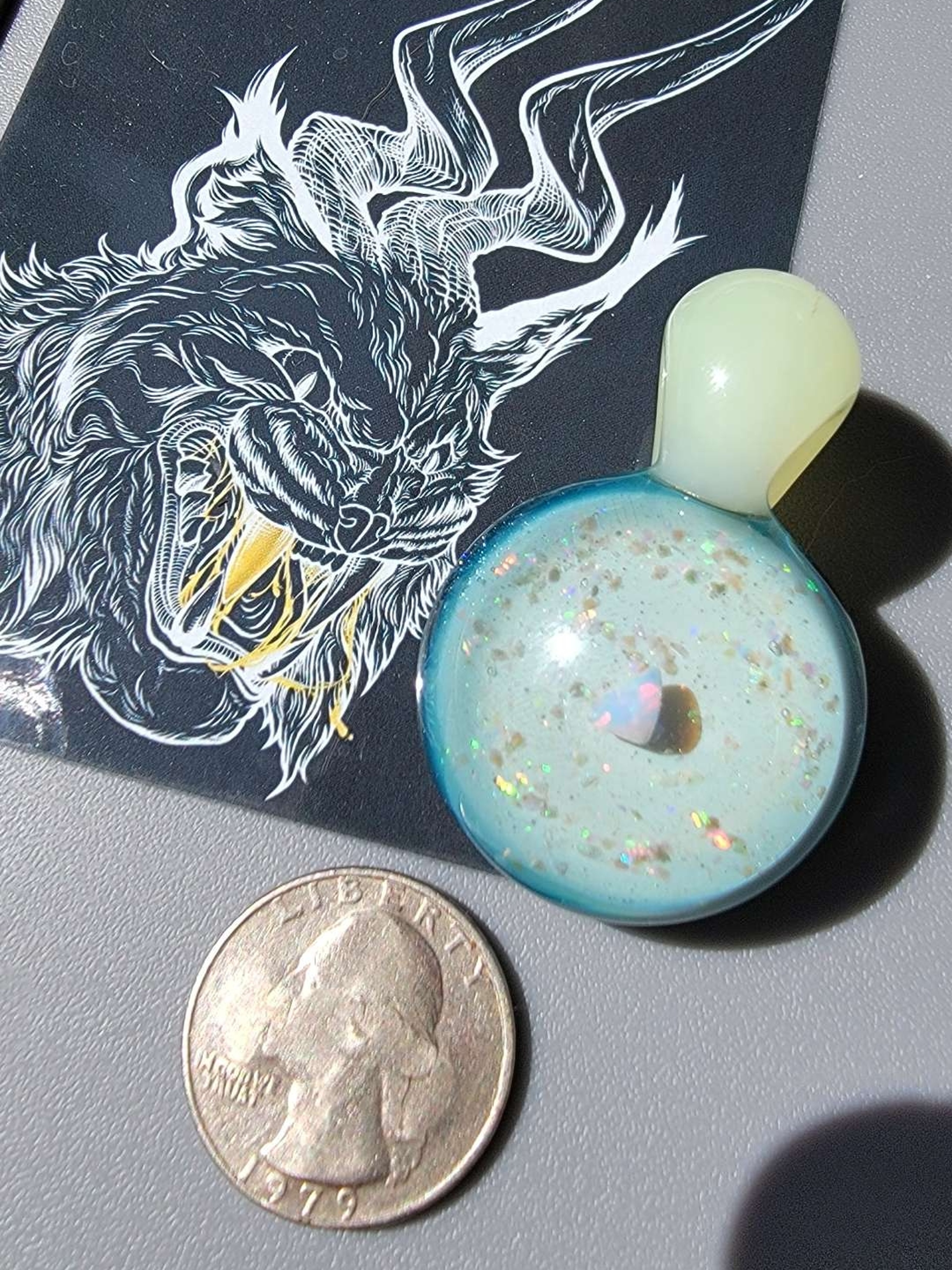 Ganja Butter & Electric Coconut Tumbled Opal Pendant with Crushed Opal UV image 0