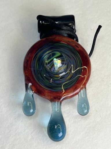 Preview pic of Large Drippy Pendy W/Opal by Diligent Glass