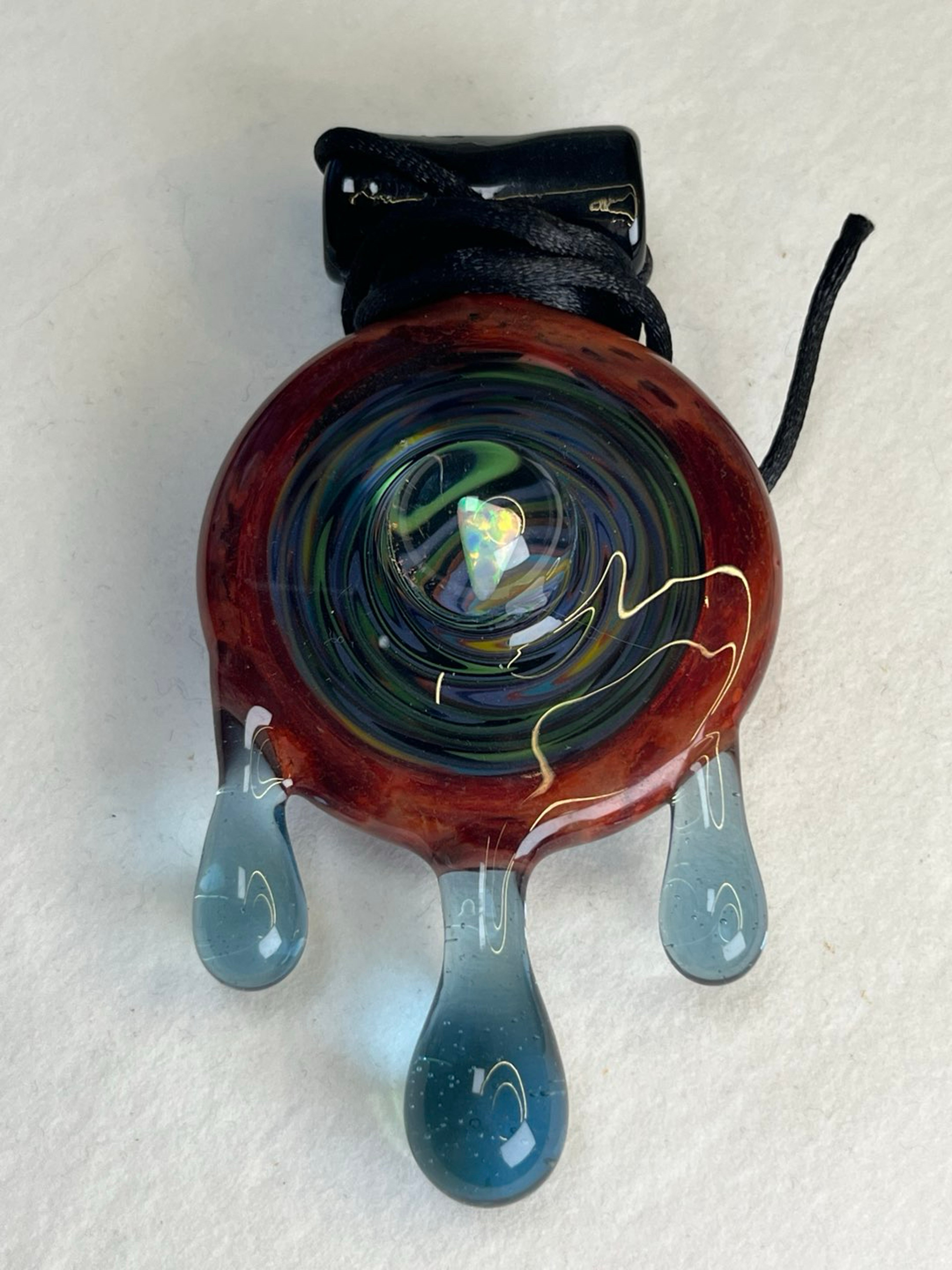 Preview pic of Large Drippy Pendy W/Opal by Diligent Glass