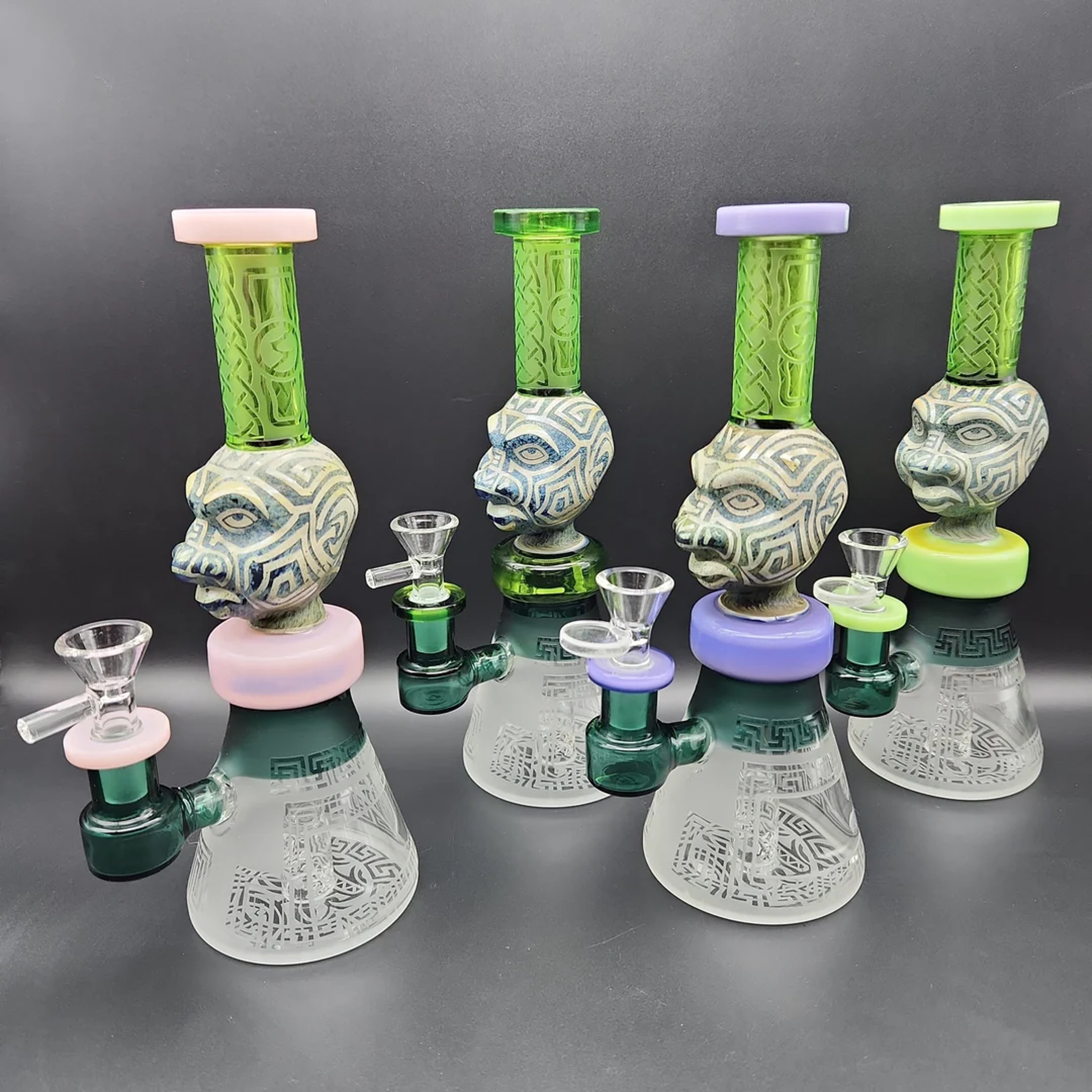 9” AZTEC FACE BEAKER WATER PIPE image 0