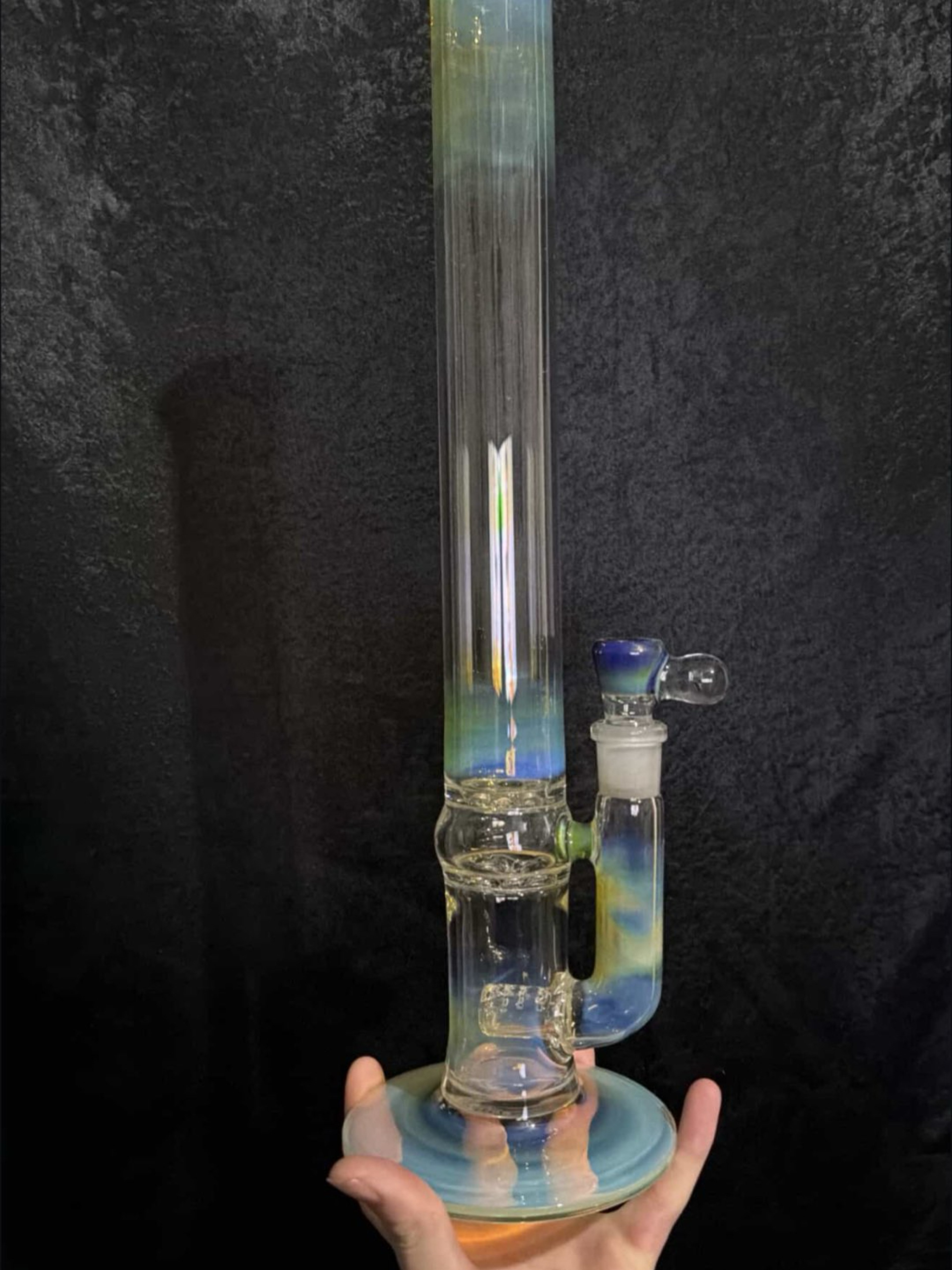Preview pic of 🔥 Green Belt Glass Stemline to Blooper – Silver Fume Tube w/ Mario Millie 🍄