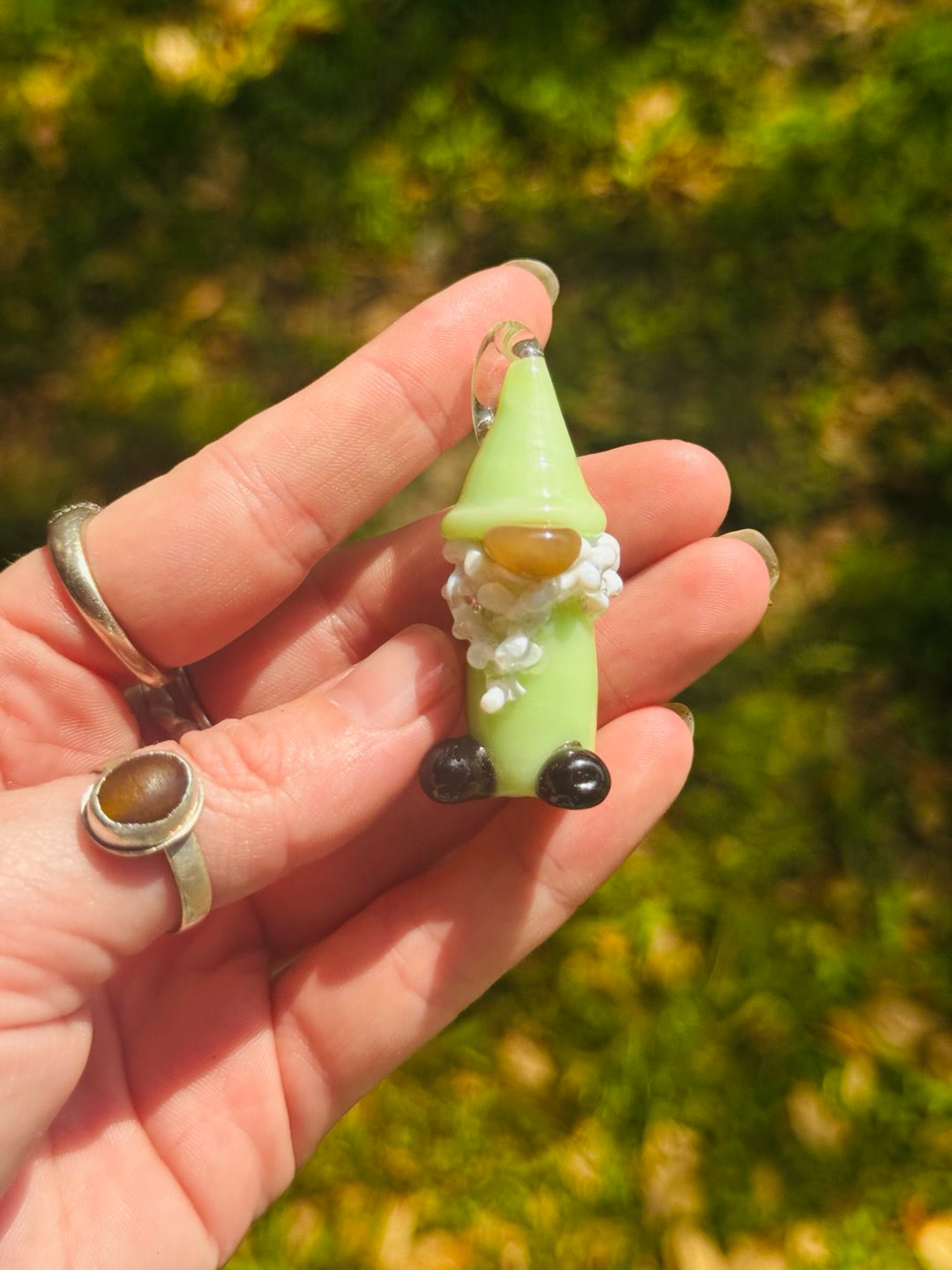 Lime green Gnome pendant image 0