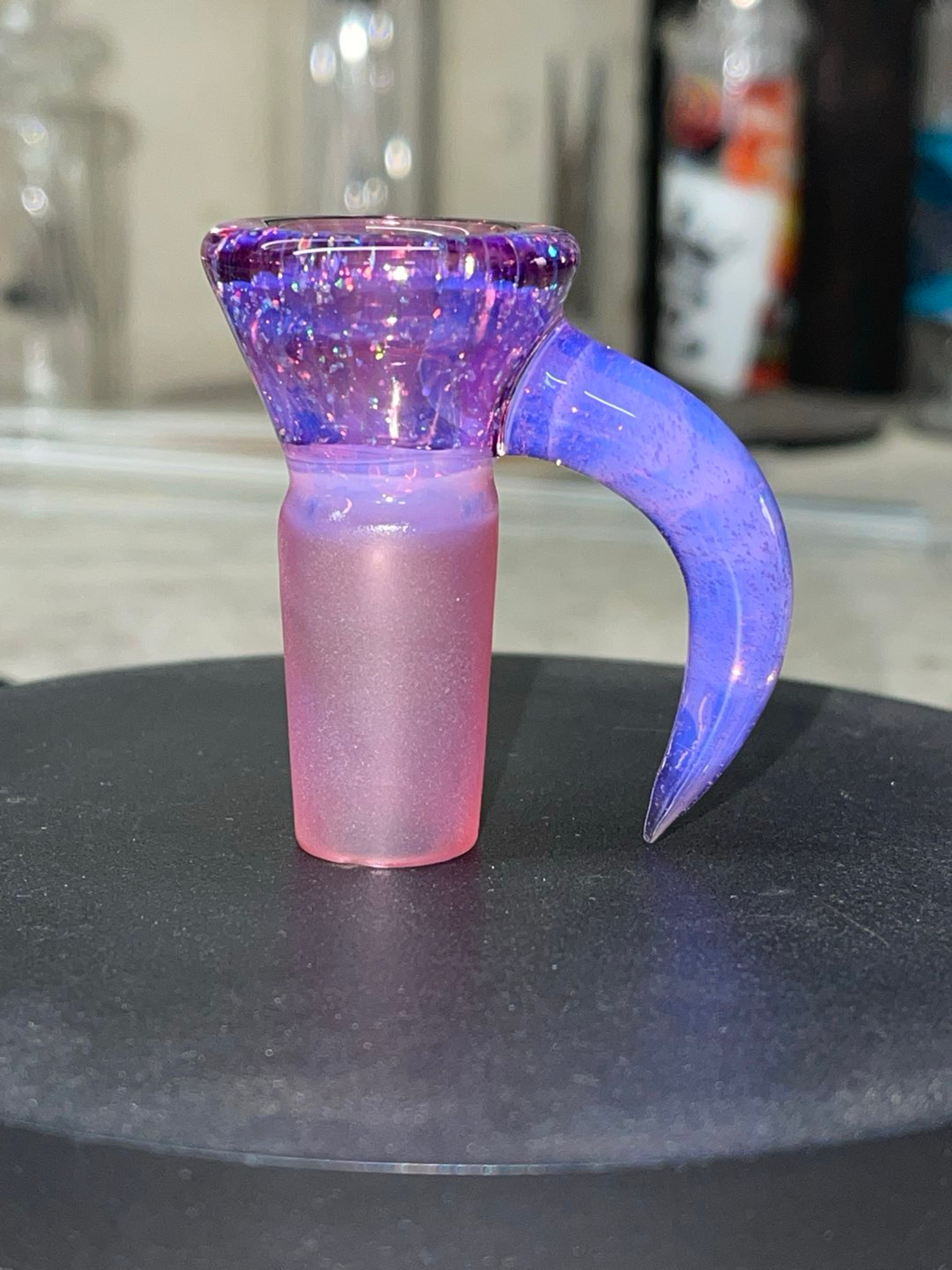 Preview pic of 18mm 4 holes, bowl crushed opal over royal jelly, horn pink slyme, joint karmaline