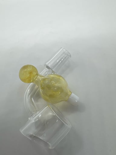 Preview pic of Yellow Handblown Bubble Cap with White Tip