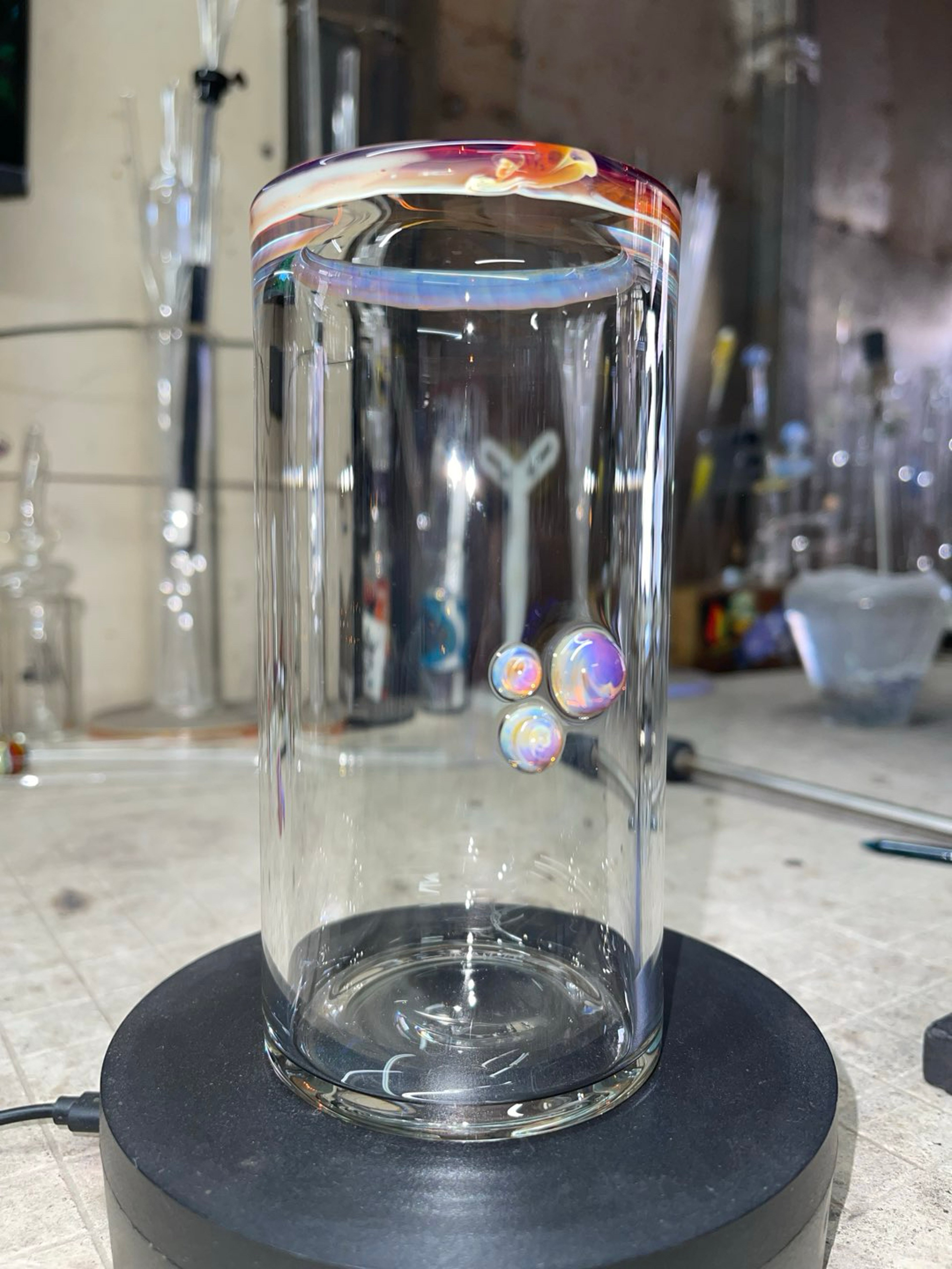 Preview pic of 6” tall 3” wide, amber purple color