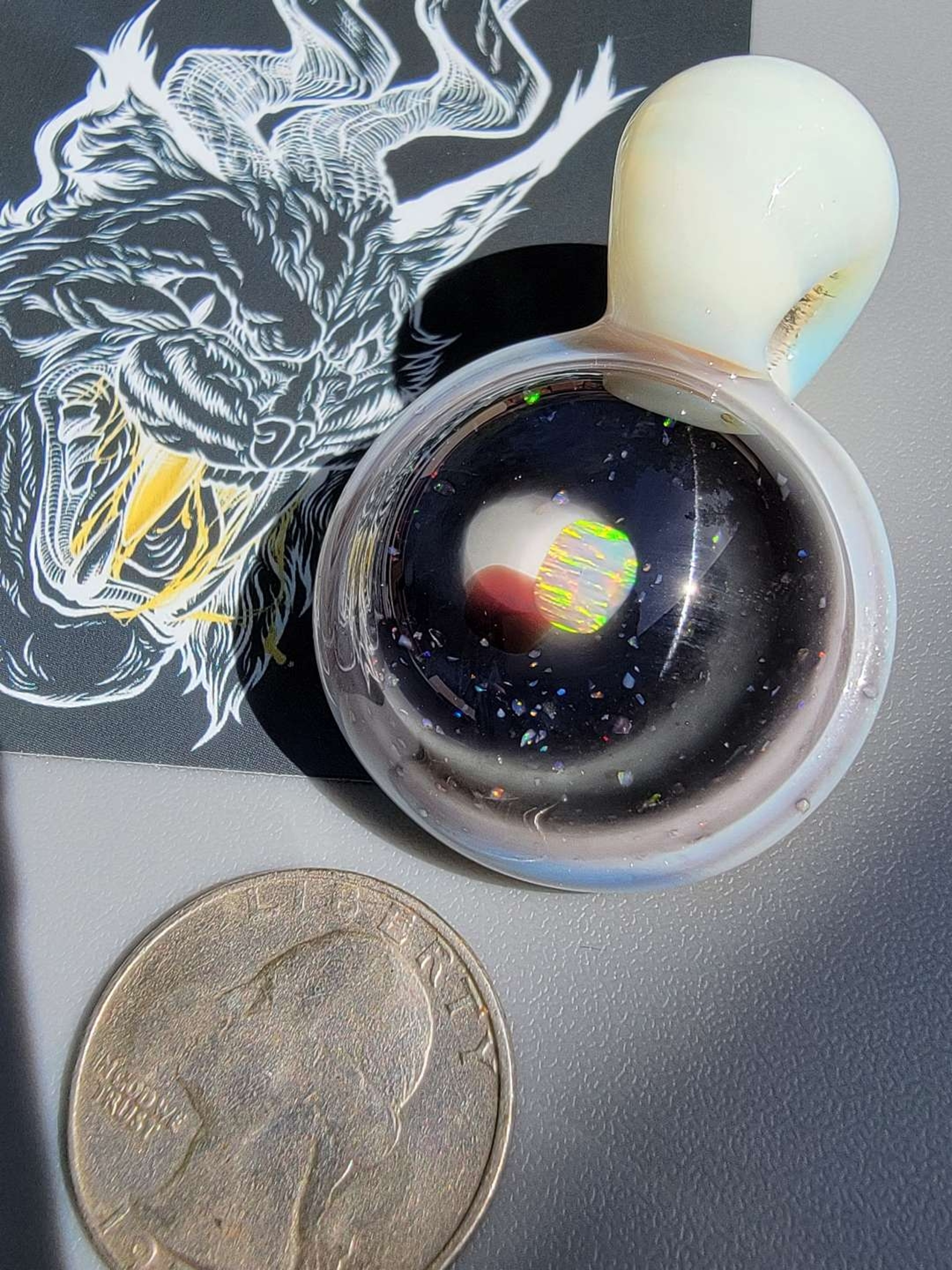 Preview pic of Dense Glopal & Galaxy Tumbled Opal Crushed Opal Pendant