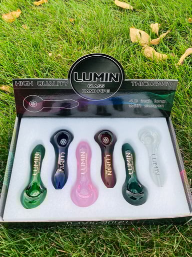 Preview pic of Lumin glass hand pipe unbreakable with in built screen